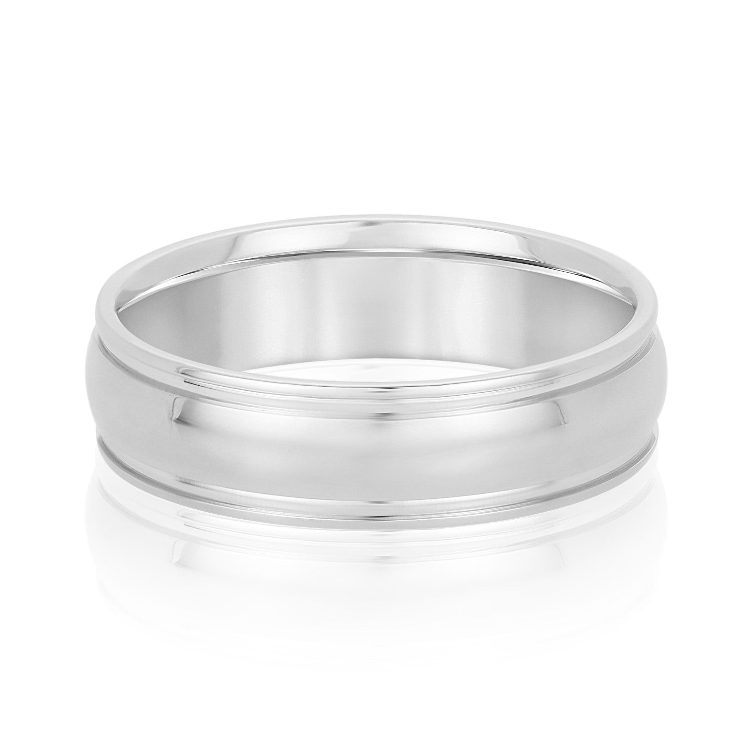 Men's Classic Dome Center and Flat Edge Wedding Band-VIRABYANI