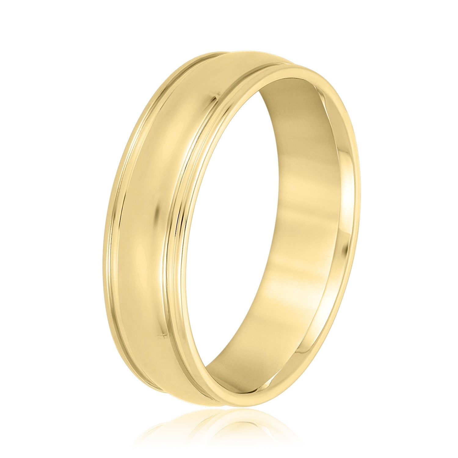 Men's Classic Dome Center and Flat Edge Wedding Band-VIRABYANI