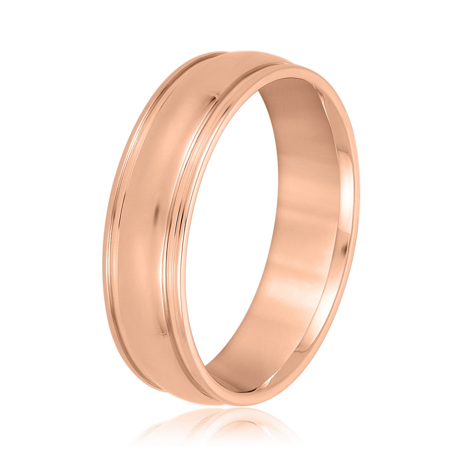 Men's Classic Dome Center and Flat Edge Wedding Band-VIRABYANI