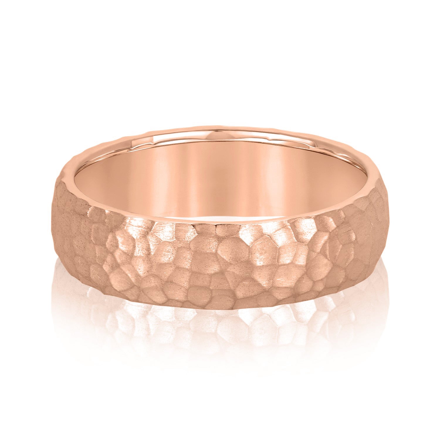 Men’s Classic Hammered Wedding Band-VIRABYANI