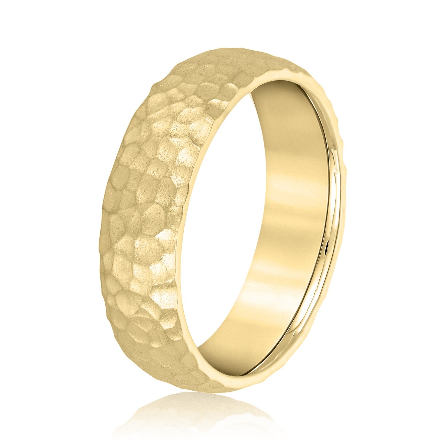 Men’s Classic Hammered Wedding Band-VIRABYANI