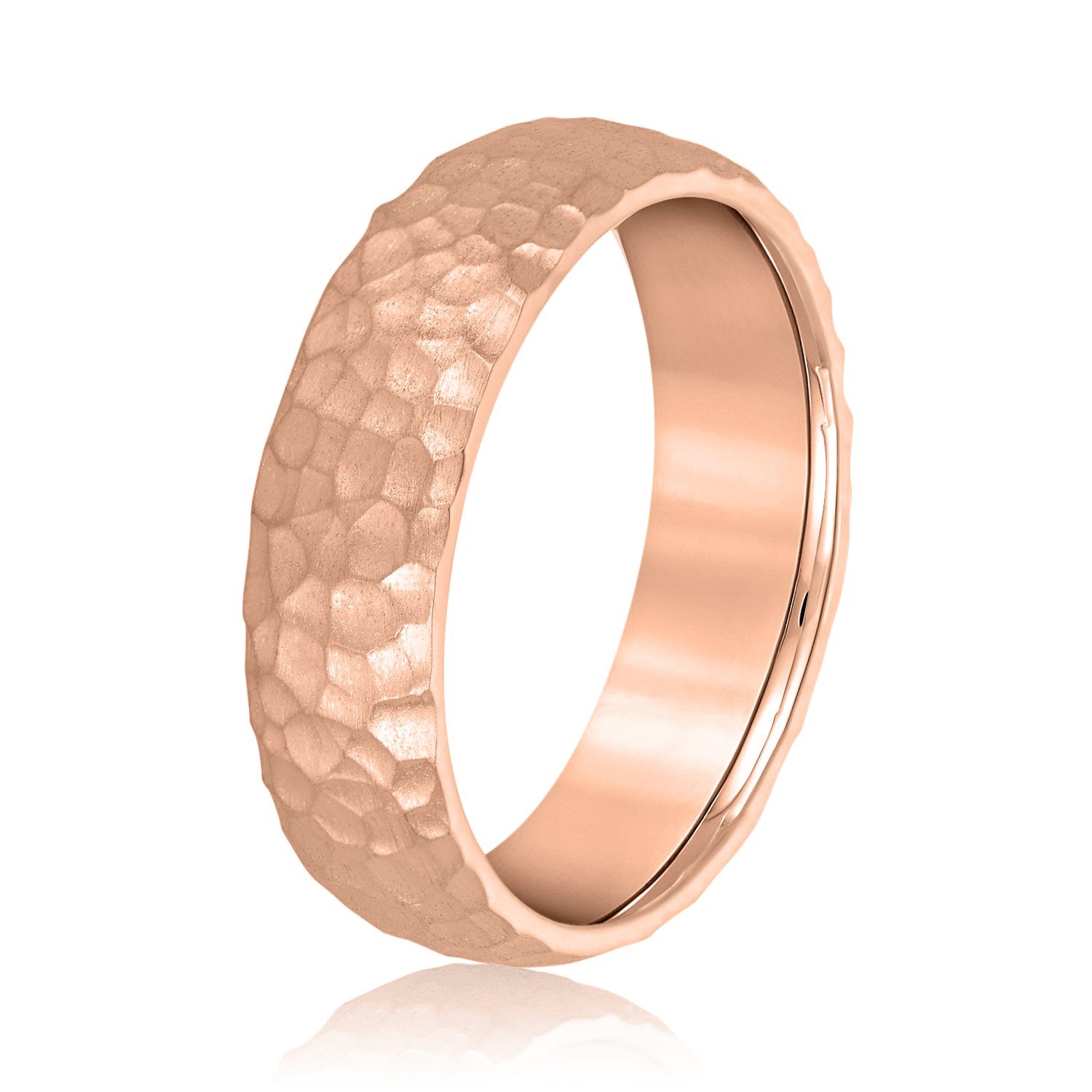 Men’s Classic Hammered Wedding Band-VIRABYANI