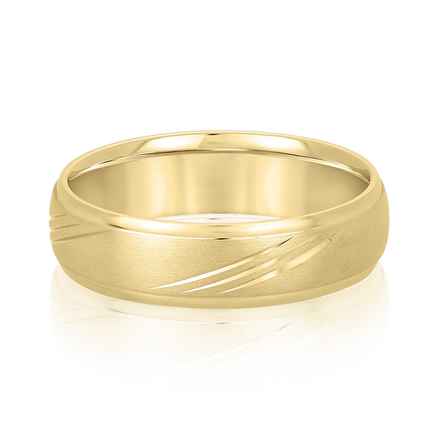 Men's Domed and Scratch Textured Wedding Band-VIRABYANI