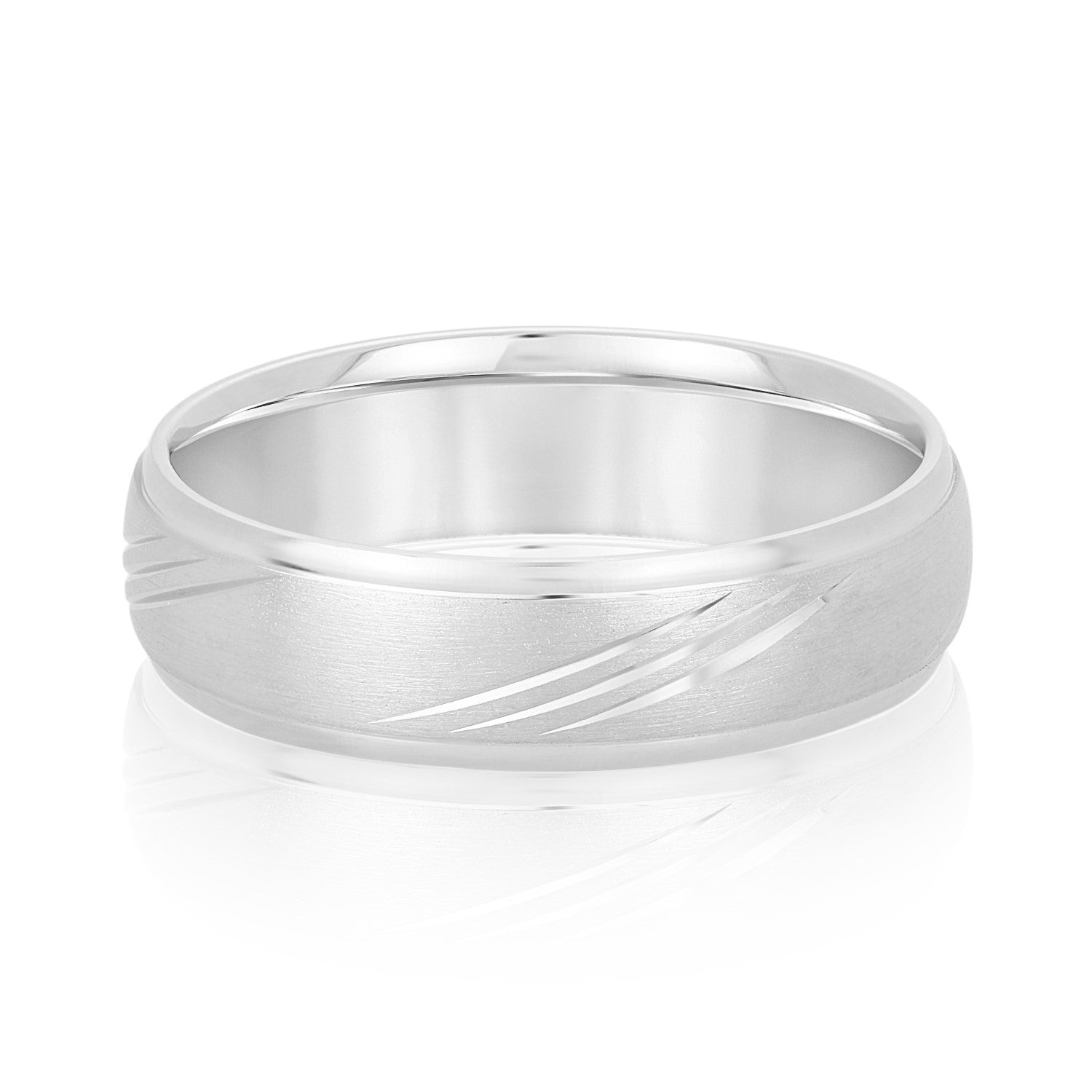 Men's Domed and Scratch Textured Wedding Band