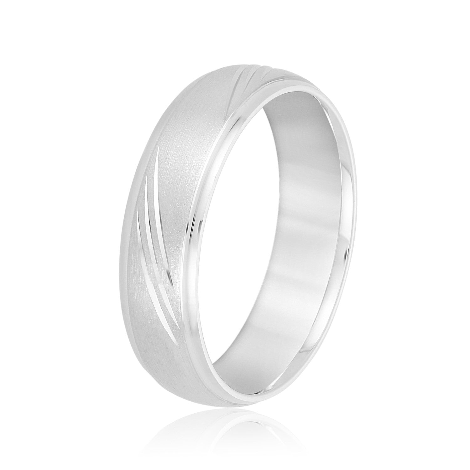 Men's Domed and Scratch Textured Wedding Band-VIRABYANI