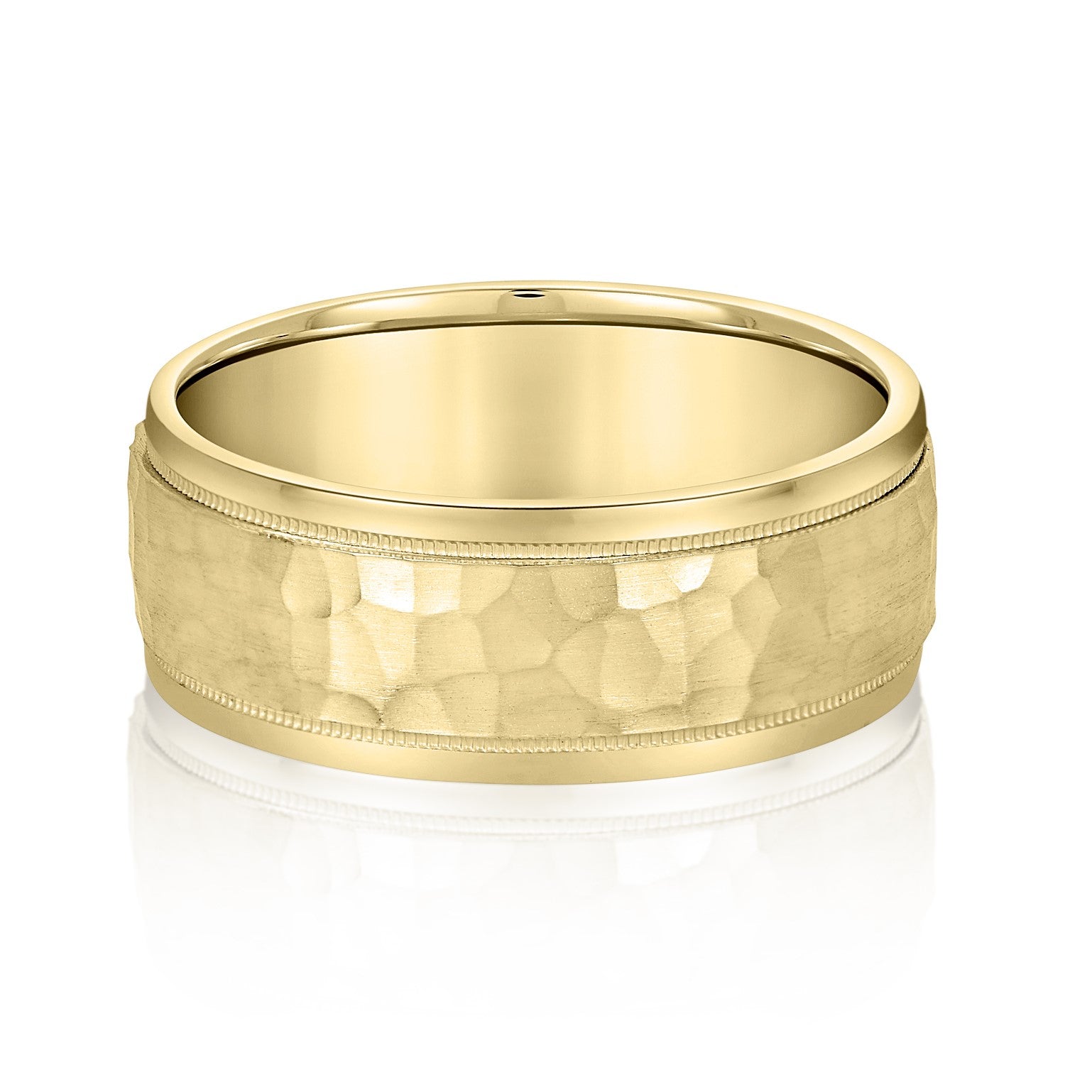 Men’s Milgrain Edges Hammered Center Band-VIRABYANI