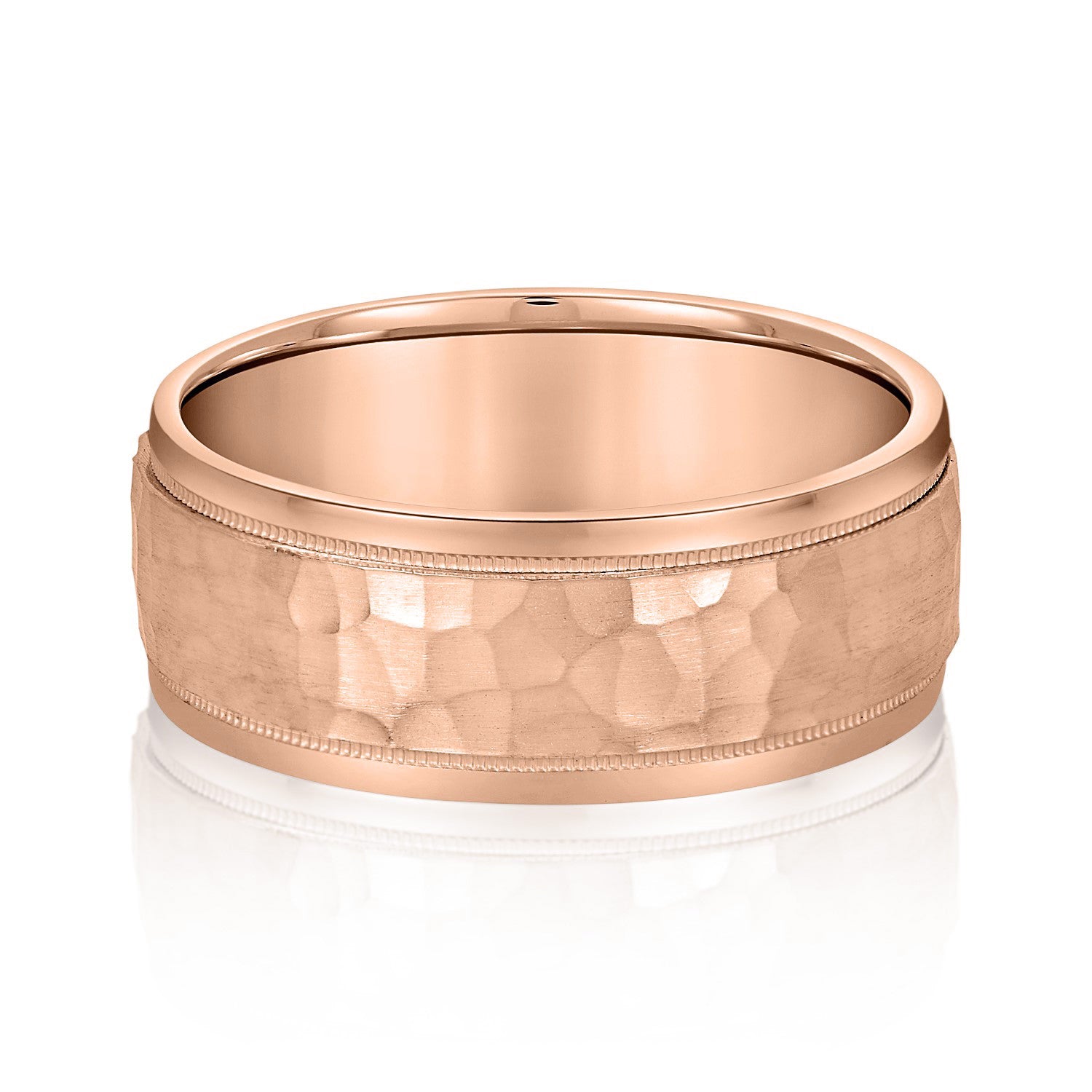 Men’s Milgrain Edges Hammered Center Band-VIRABYANI