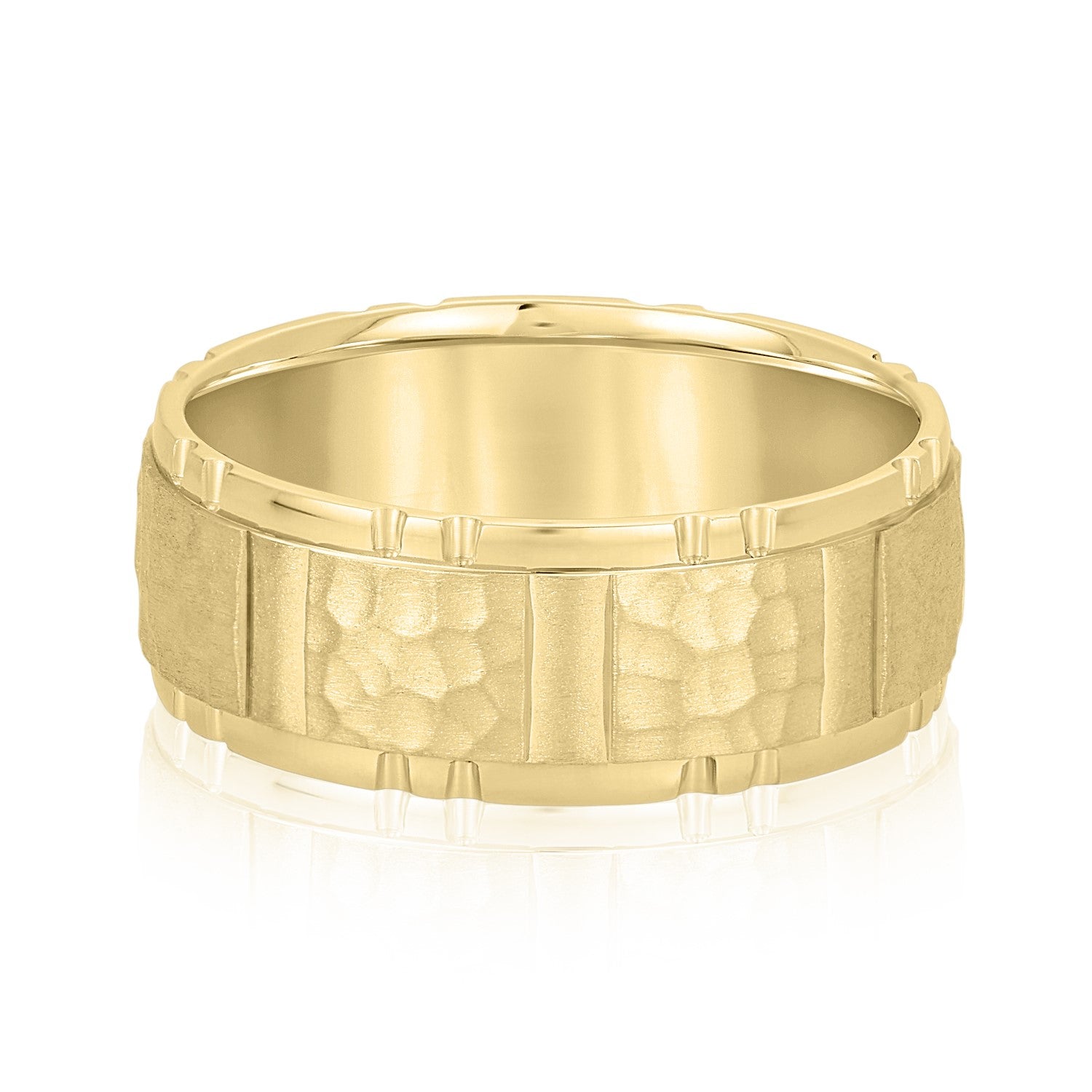 Men’s Striped Hammered Brick Pattern Wedding Band-VIRABYANI