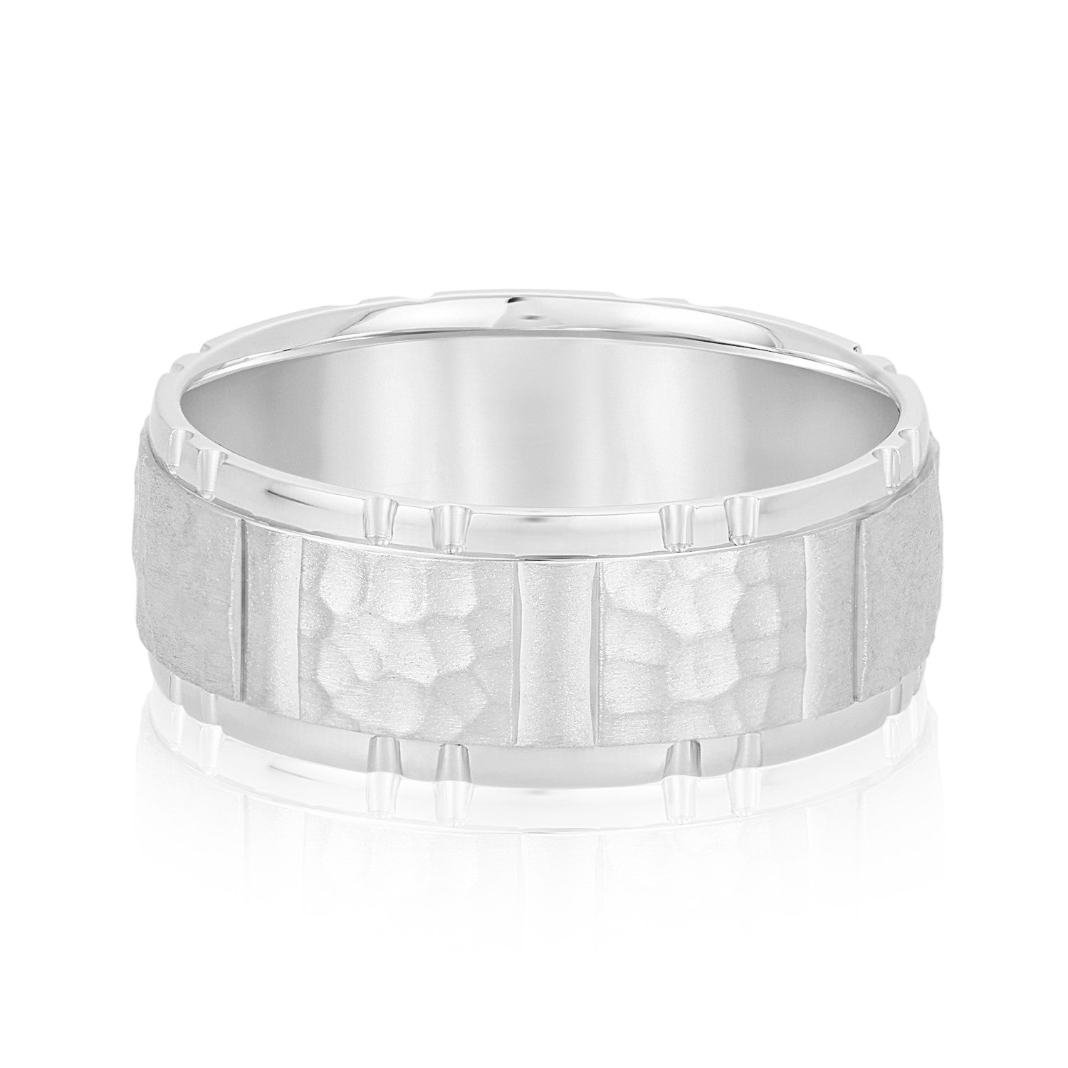 Men’s Striped Hammered Brick Pattern Wedding Band-VIRABYANI