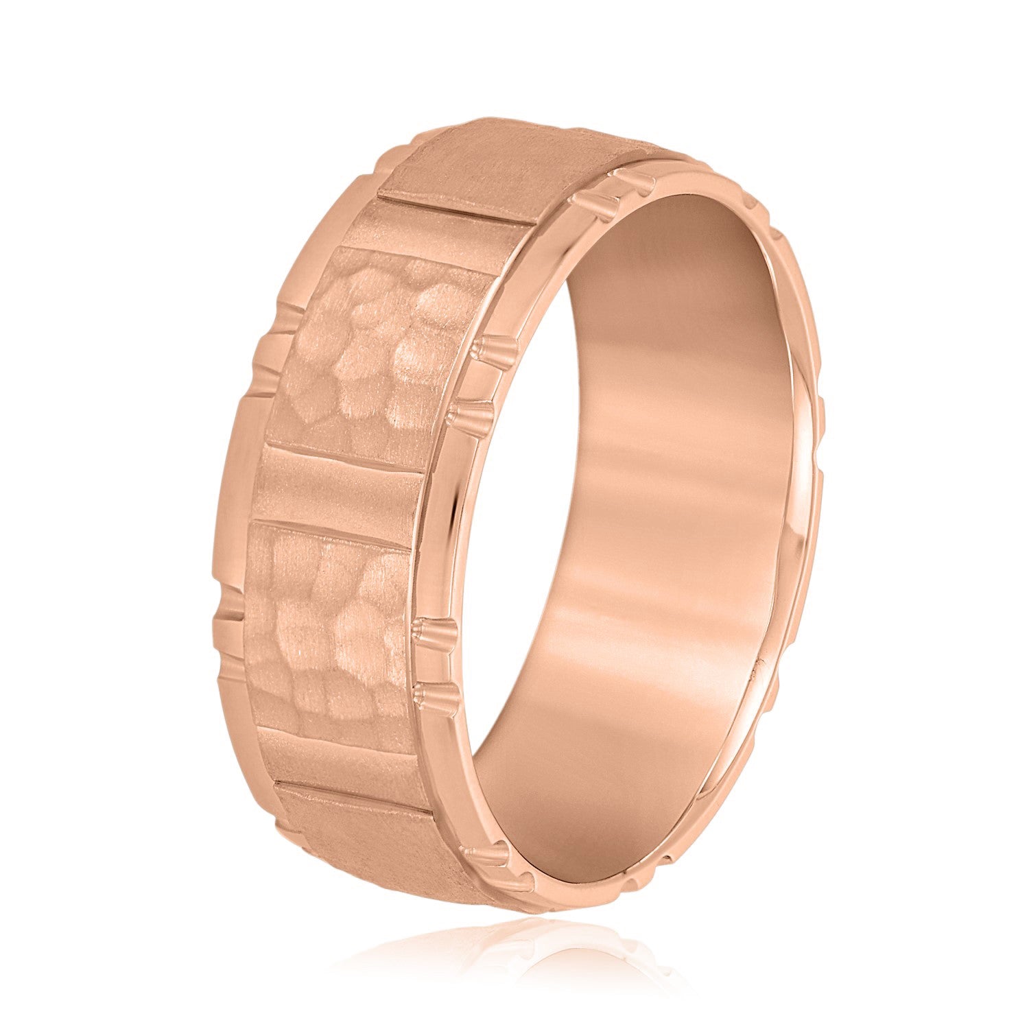 Men’s Striped Hammered Brick Pattern Wedding Band-VIRABYANI