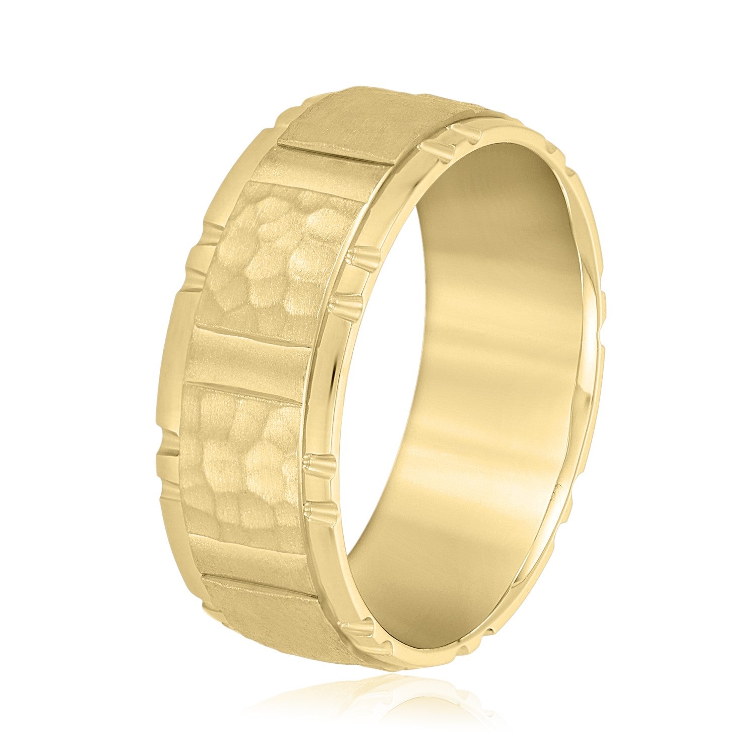 Men’s Striped Hammered Brick Pattern Wedding Band-VIRABYANI