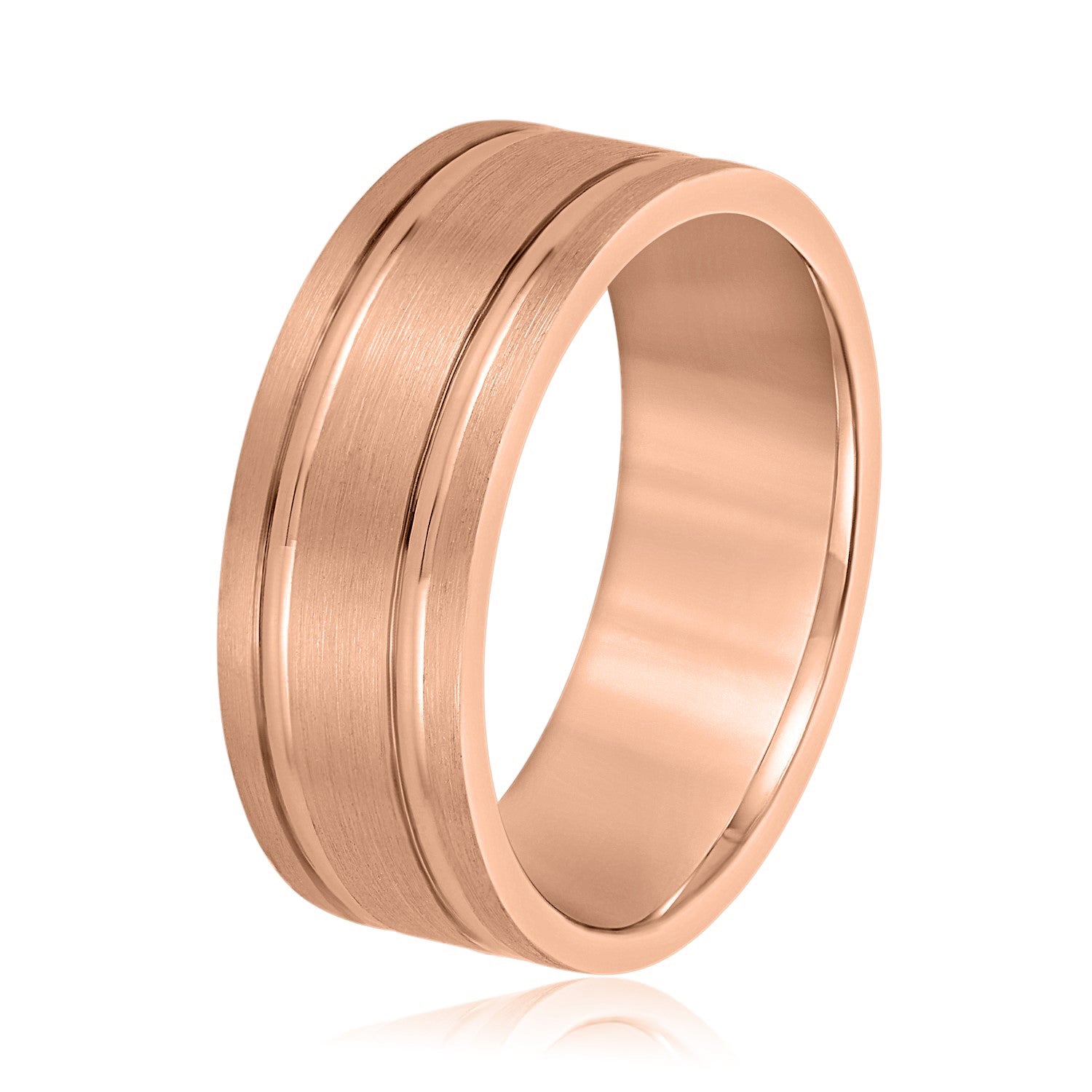 Men's Double Grooved Classic Wedding Band-VIRABYANI