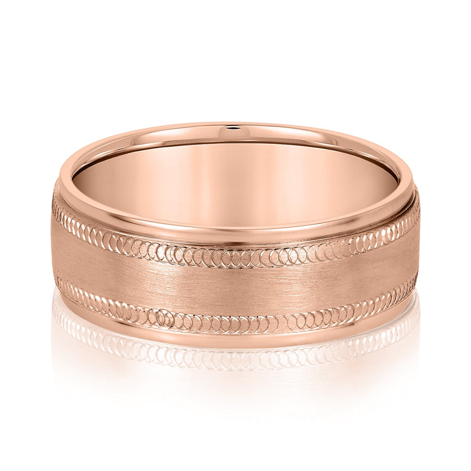 Men's Fine Etched Classic Wedding Band-VIRABYANI