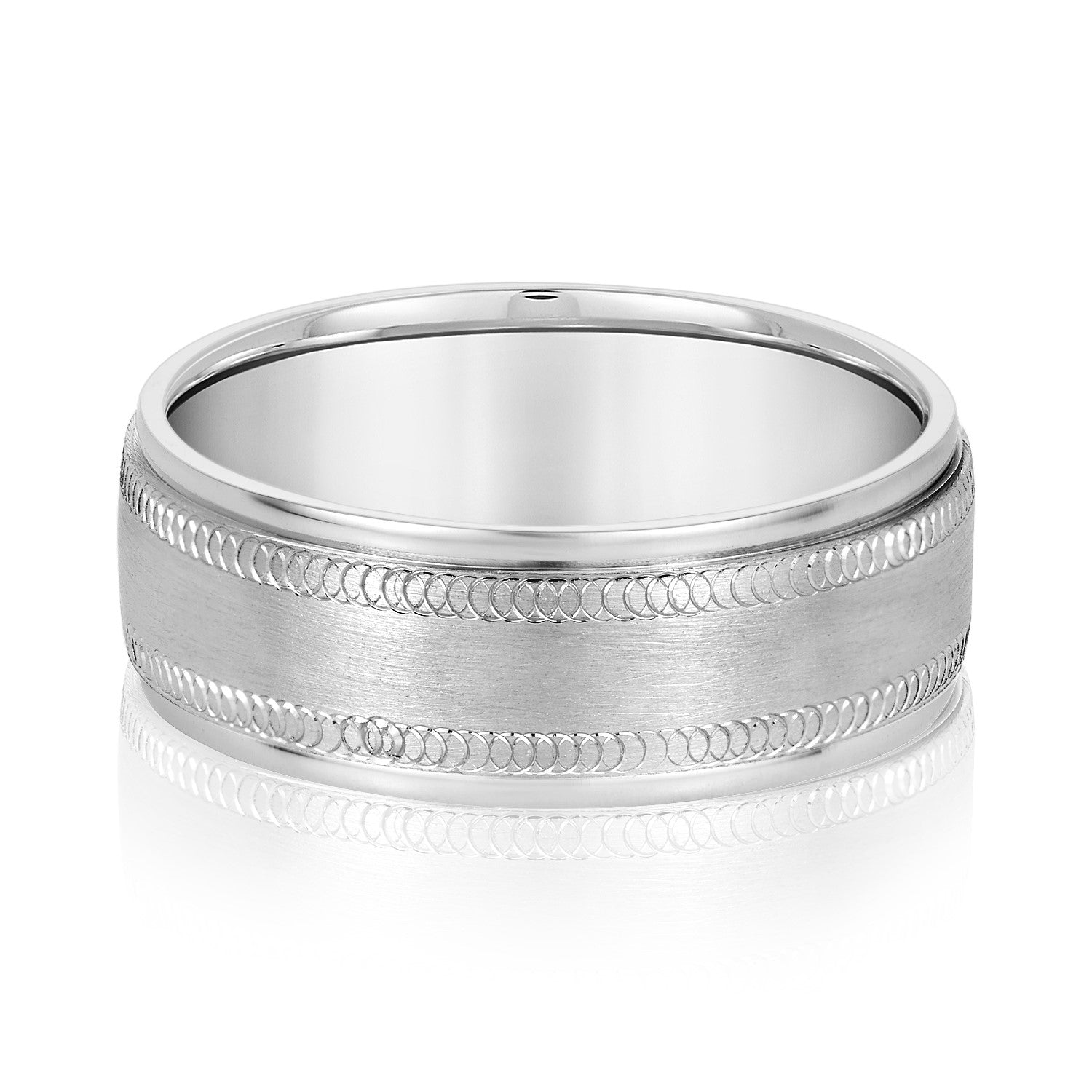 Men's Fine Etched Classic Wedding Band-VIRABYANI