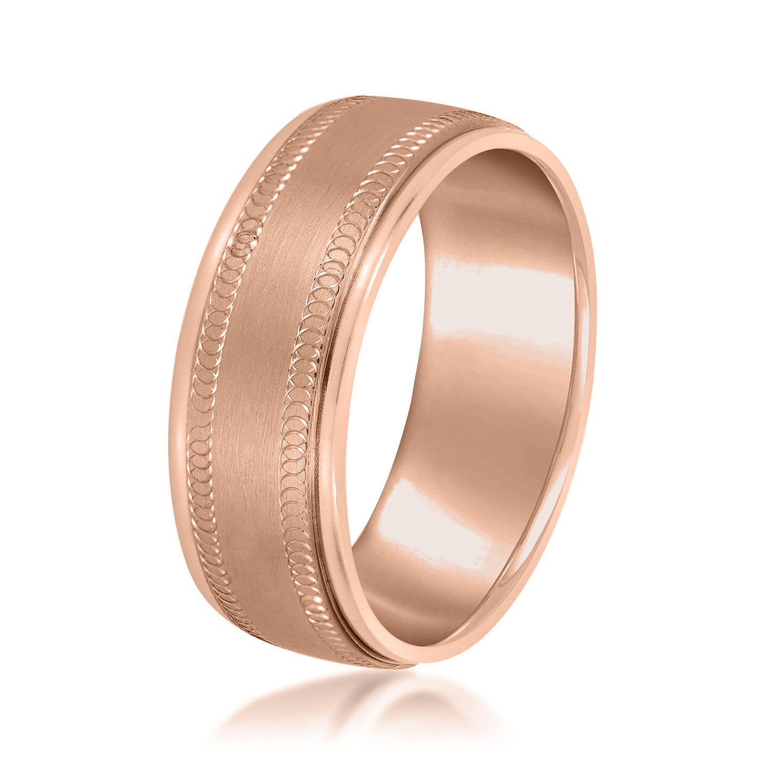 Men's Fine Etched Classic Wedding Band-VIRABYANI