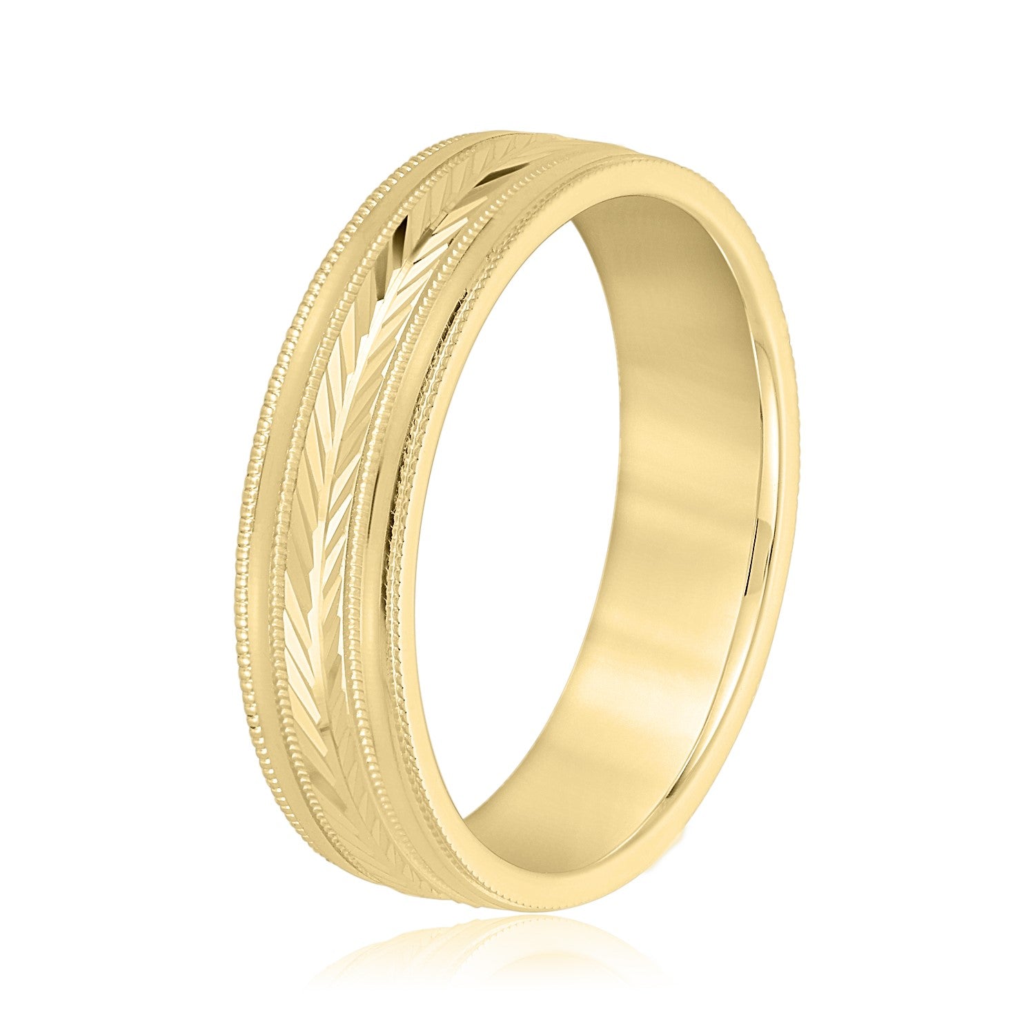 Men's Wheat Pattern Band with Milgrain-VIRABYANI