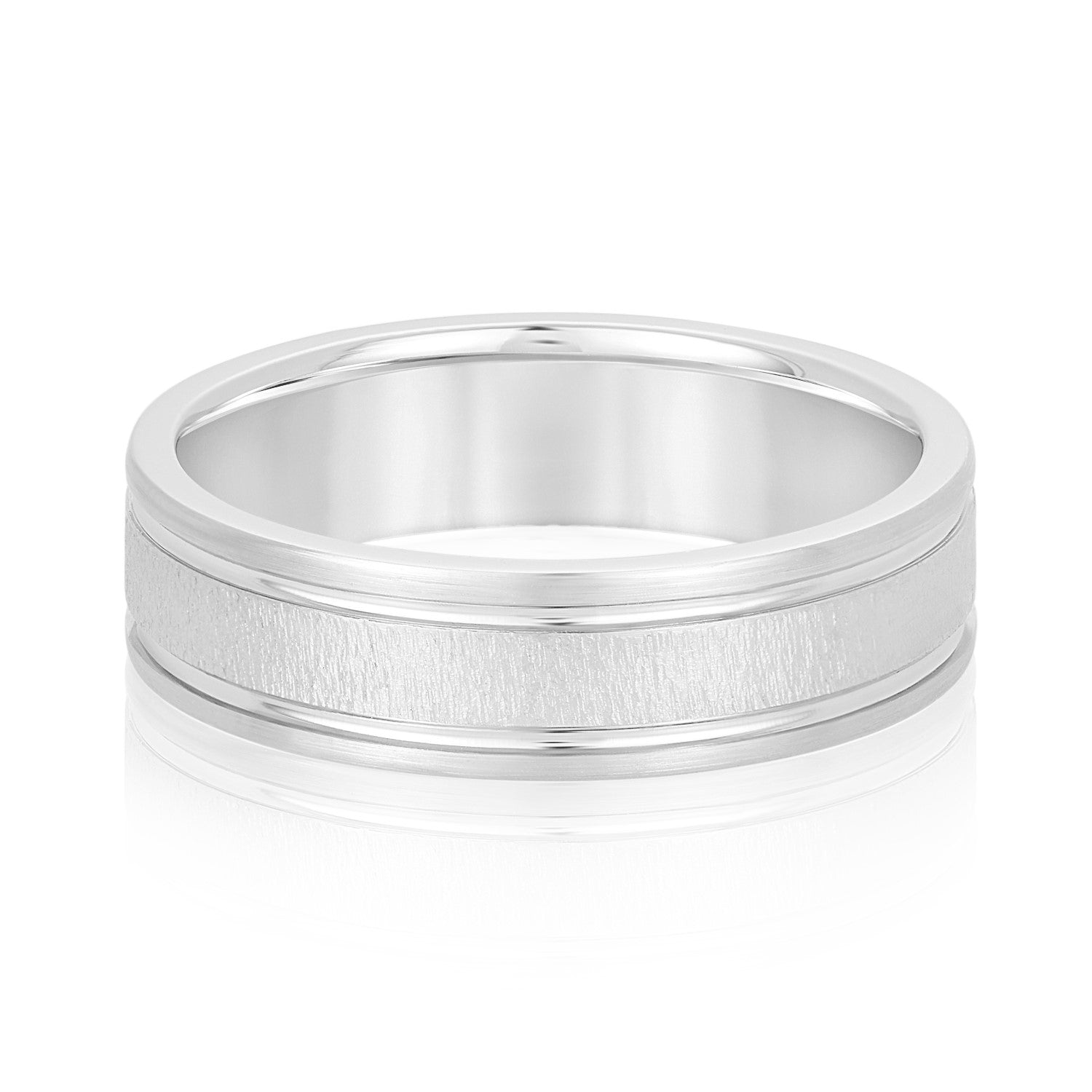 Men's Textured Inlay and Double Groove Style Band-VIRABYANI