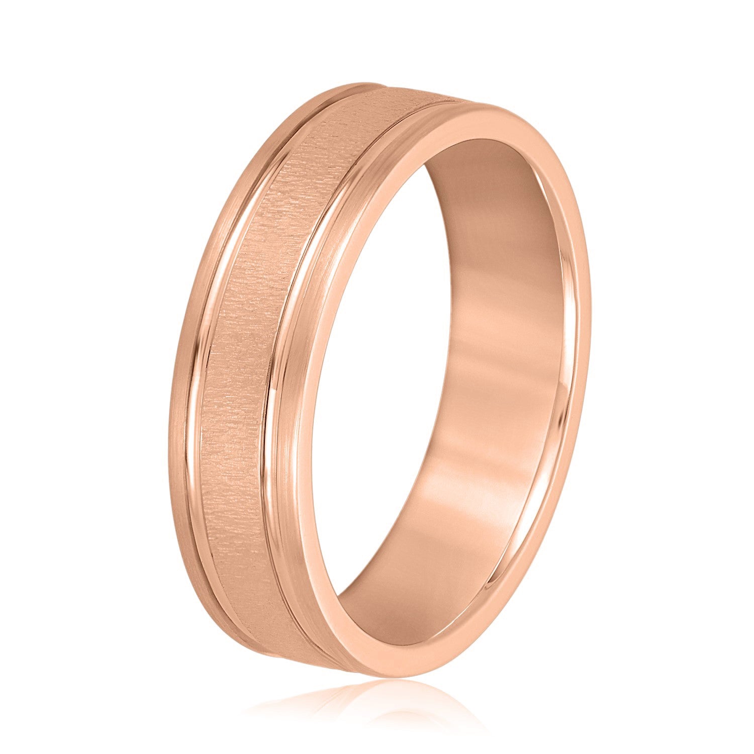 Men's Textured Inlay and Double Groove Style Band-VIRABYANI