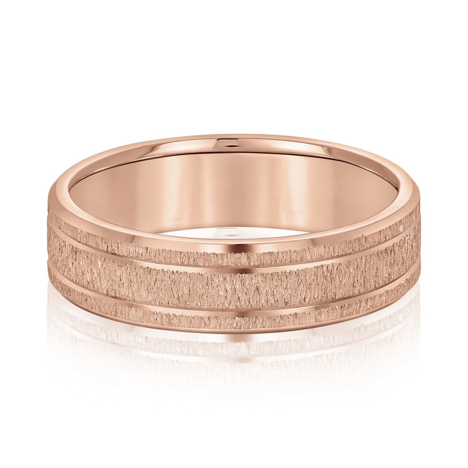 Men's Classic Carved Design Band with Double Lines-VIRABYANI