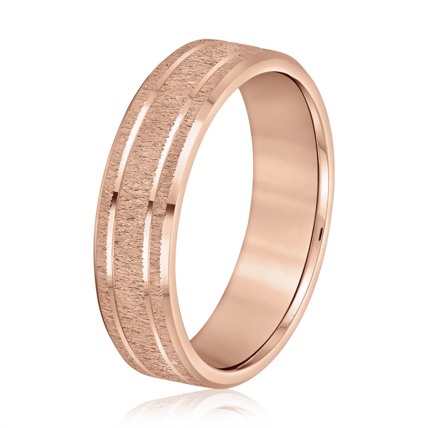 Men's Classic Carved Design Band with Double Lines-VIRABYANI