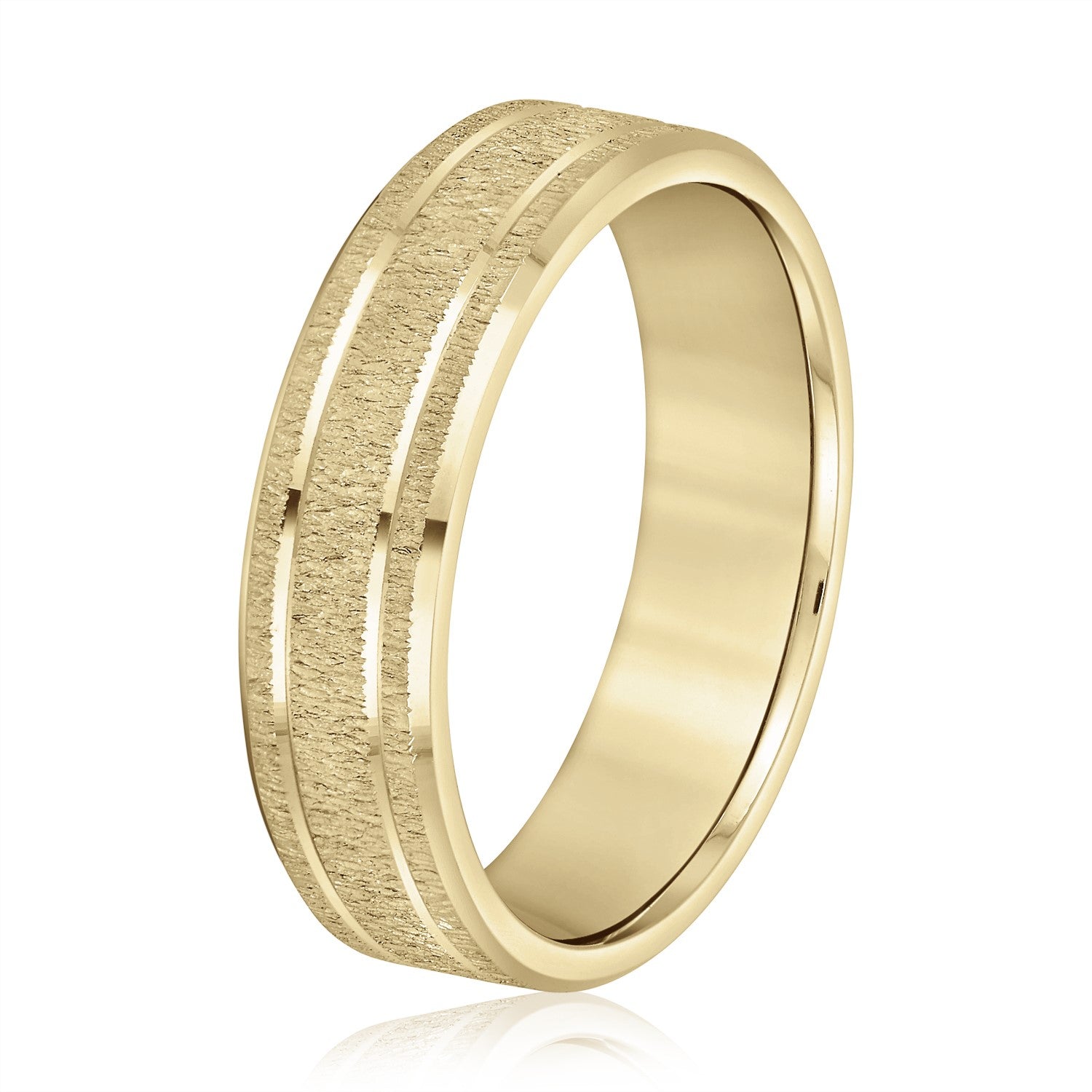 Men's Classic Carved Design Band with Double Lines-VIRABYANI