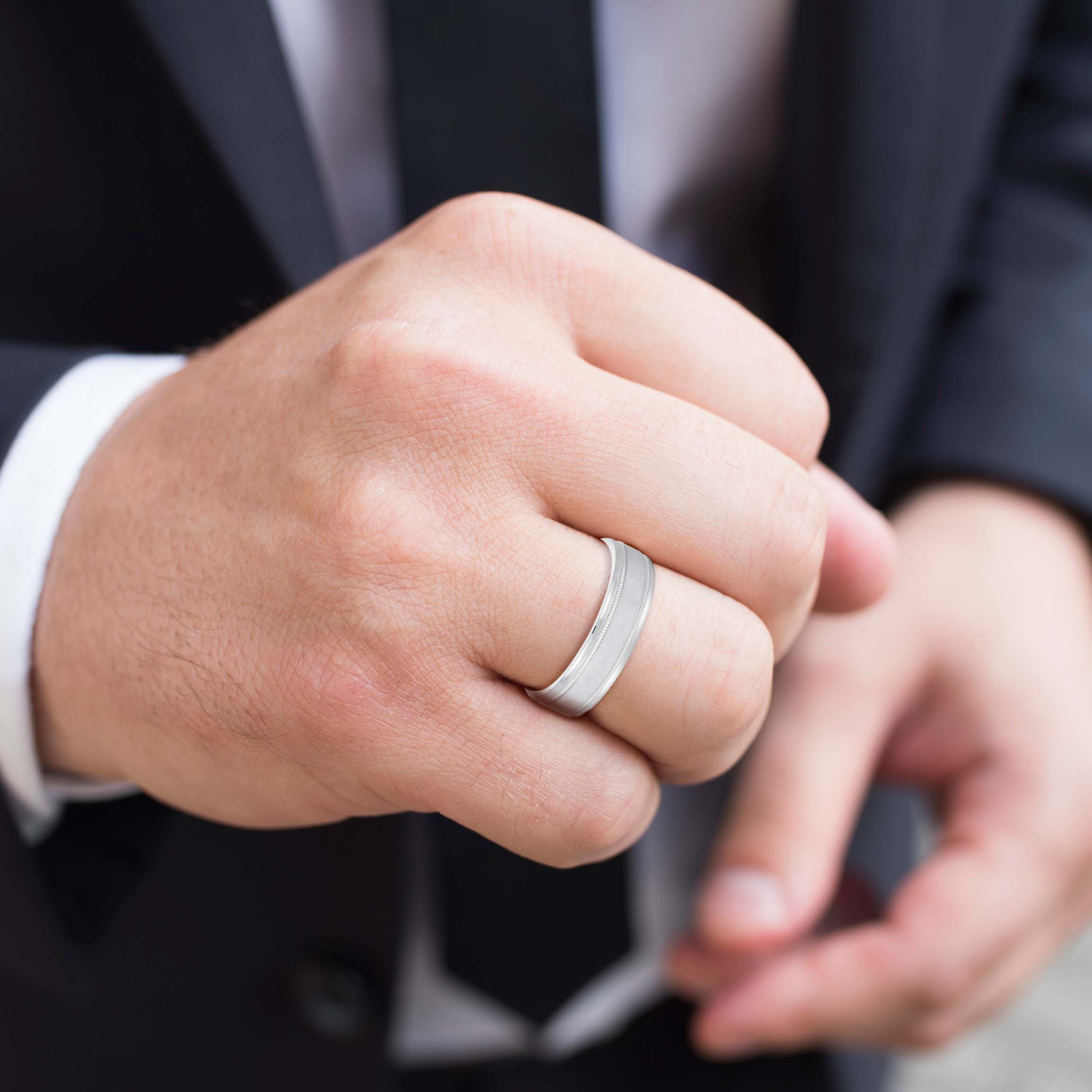 Men's Wedding Ring With Milgrain Accents-VIRABYANI