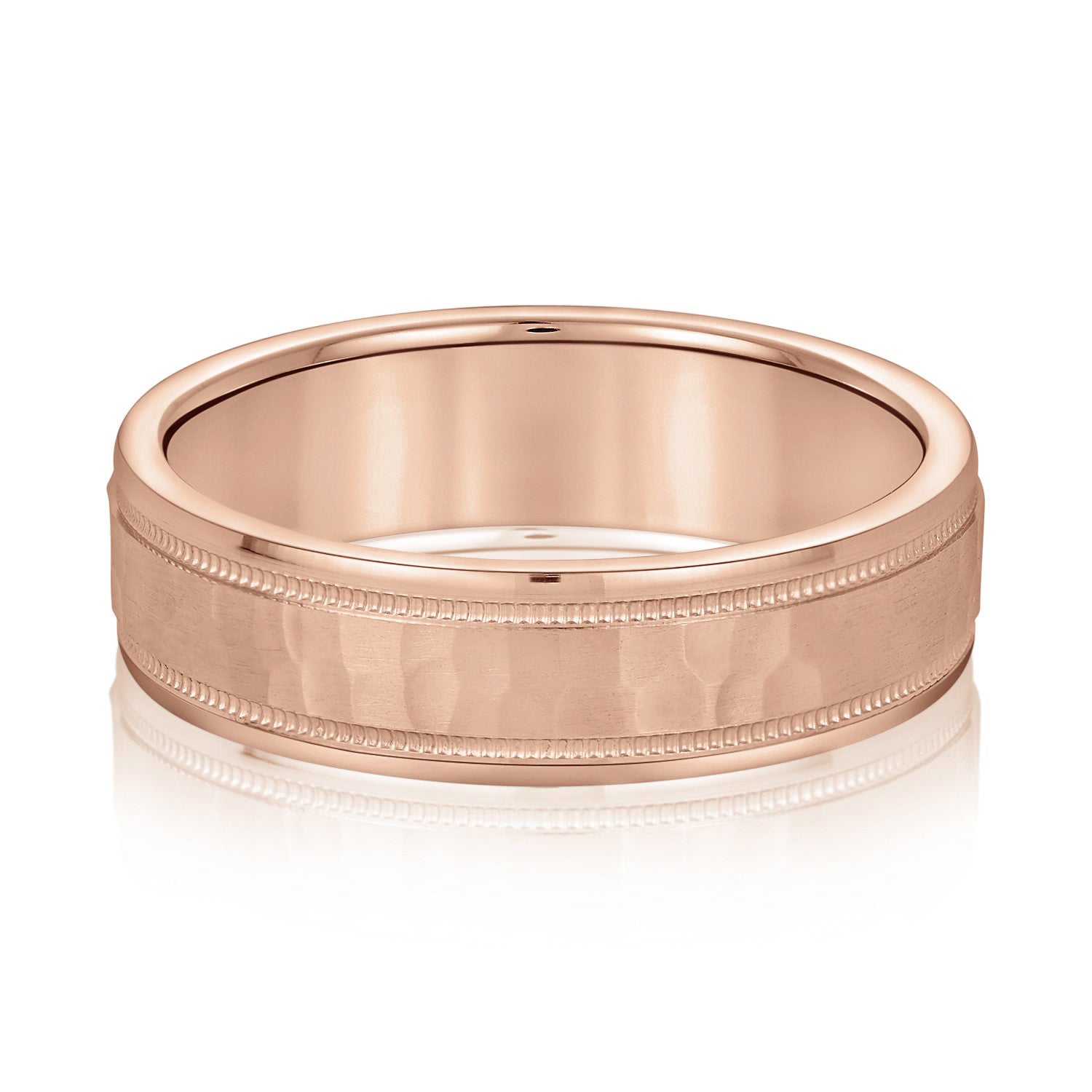 Men's Milgrain Hammered Finish Band-VIRABYANI