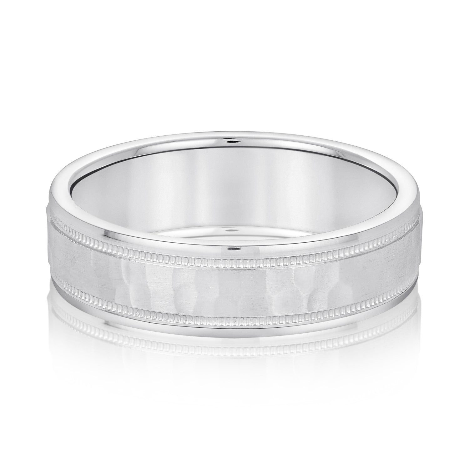 Men's Milgrain Hammered Finish Band-VIRABYANI