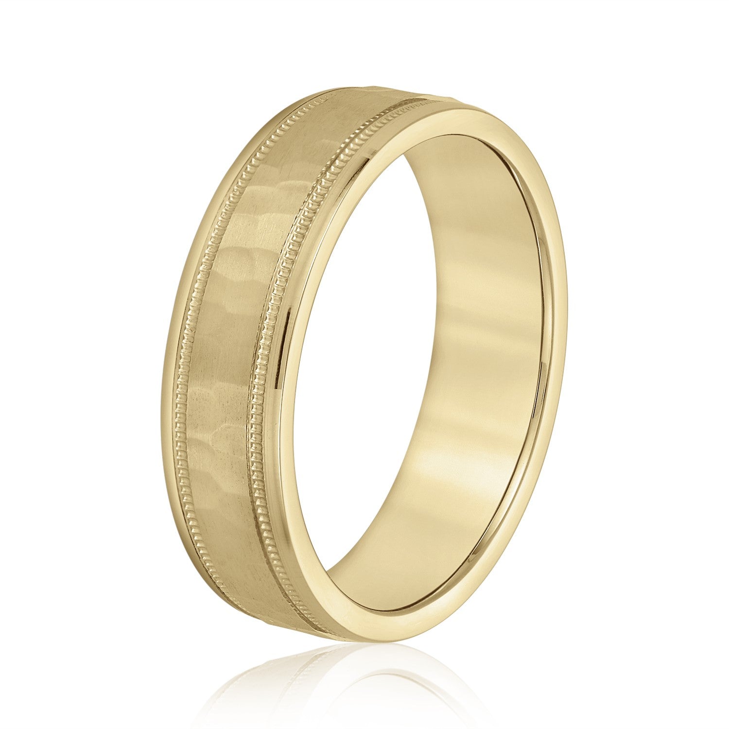 Men's Milgrain Hammered Finish Band-VIRABYANI