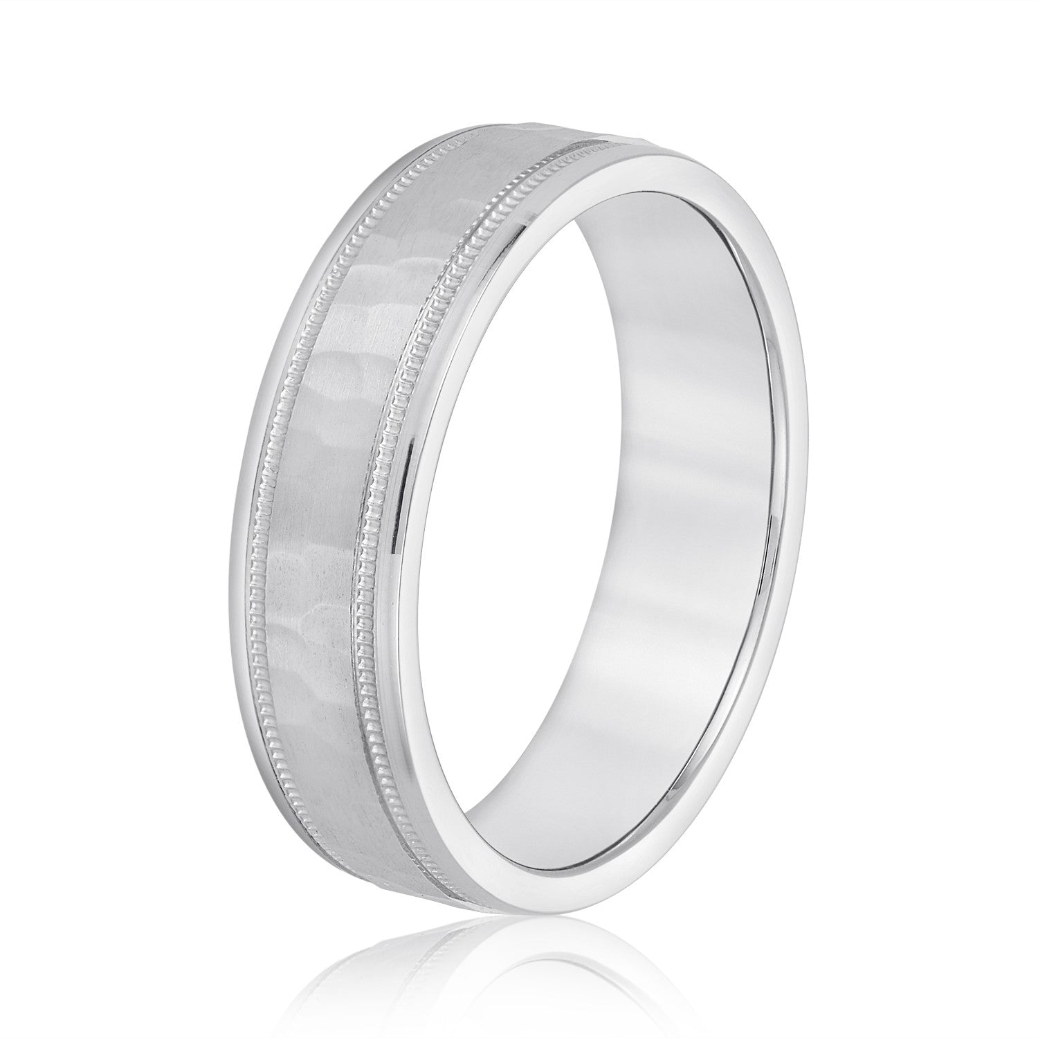 Men's Milgrain Hammered Finish Band-VIRABYANI