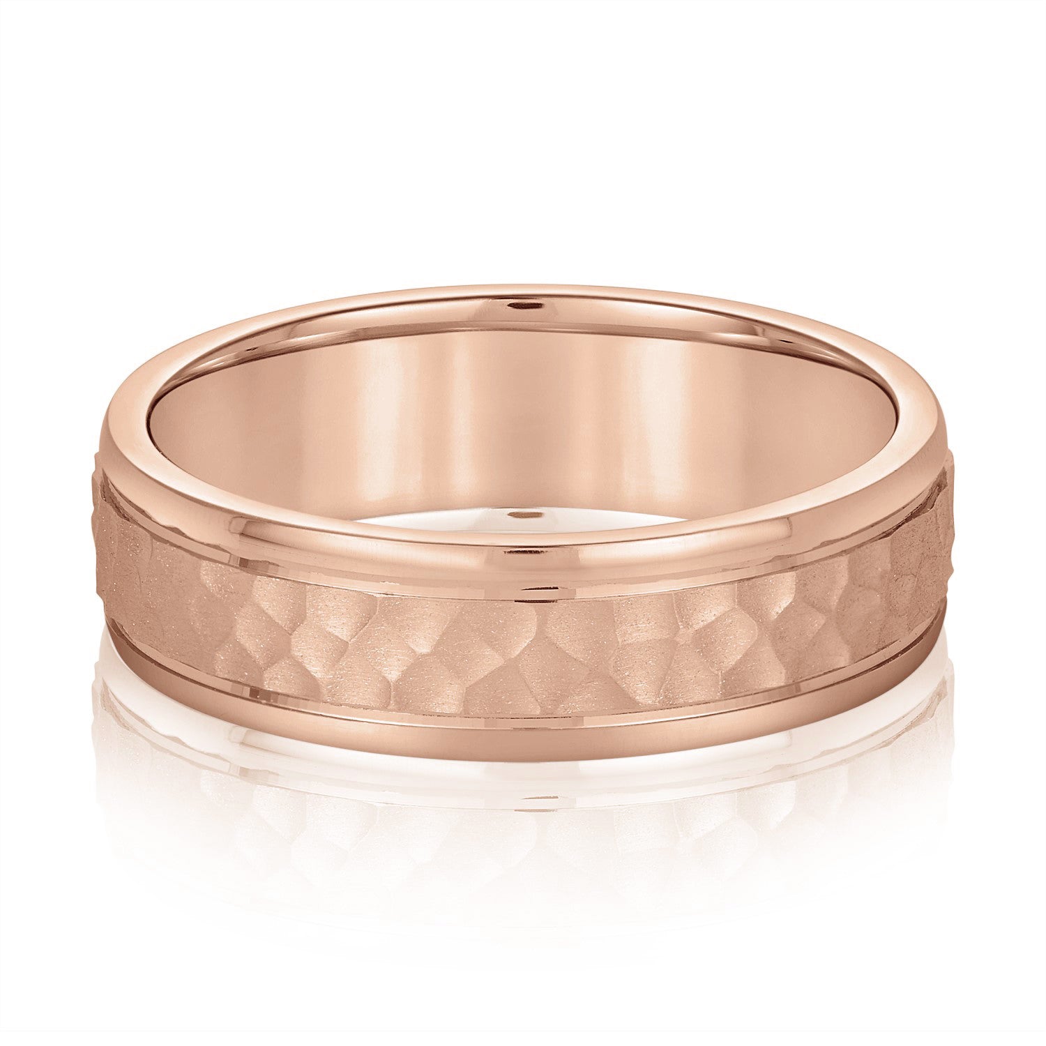 Men's Hammered Outside Groove Wedding Band