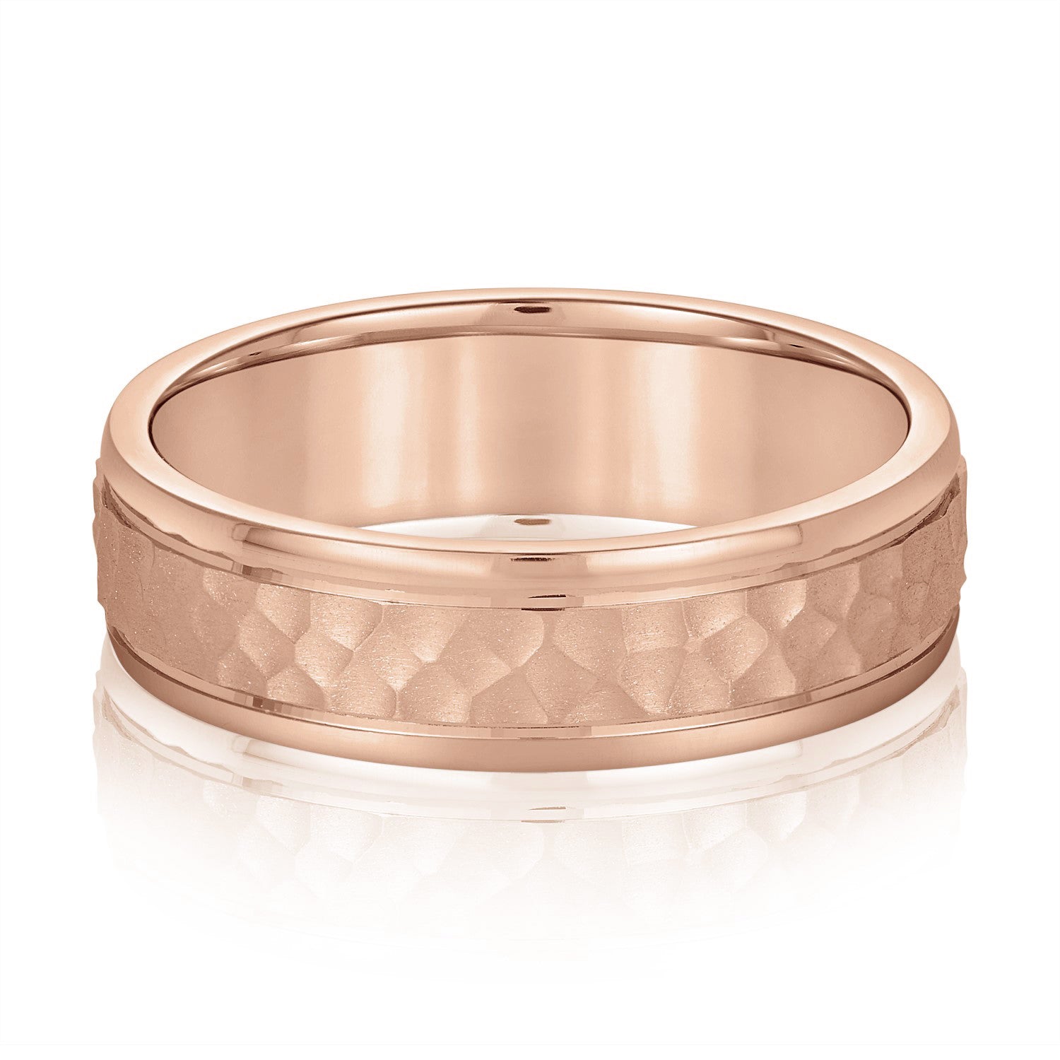 Men's Hammered Outside Groove Wedding Band-VIRABYANI