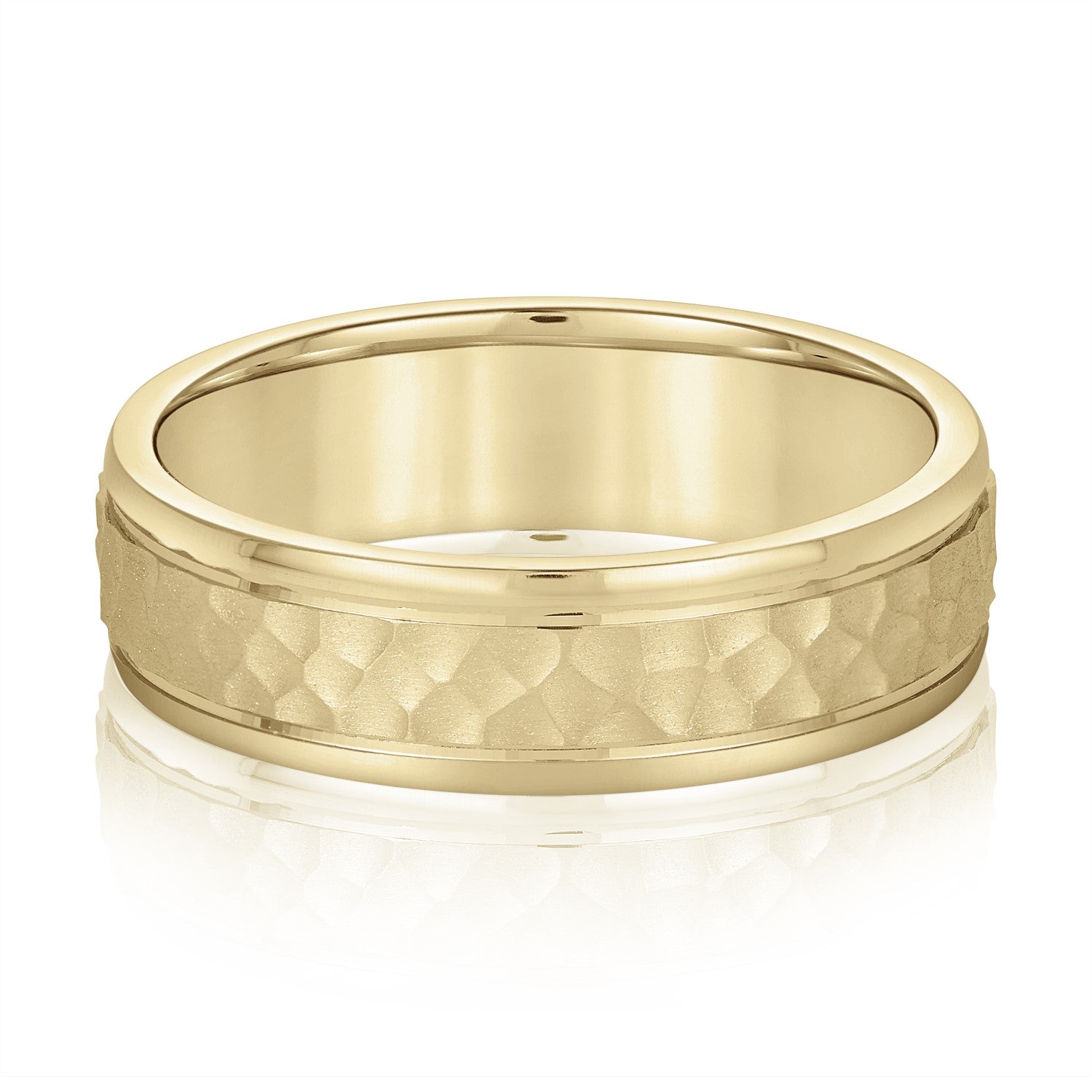 Men's Hammered Outside Groove Wedding Band-VIRABYANI
