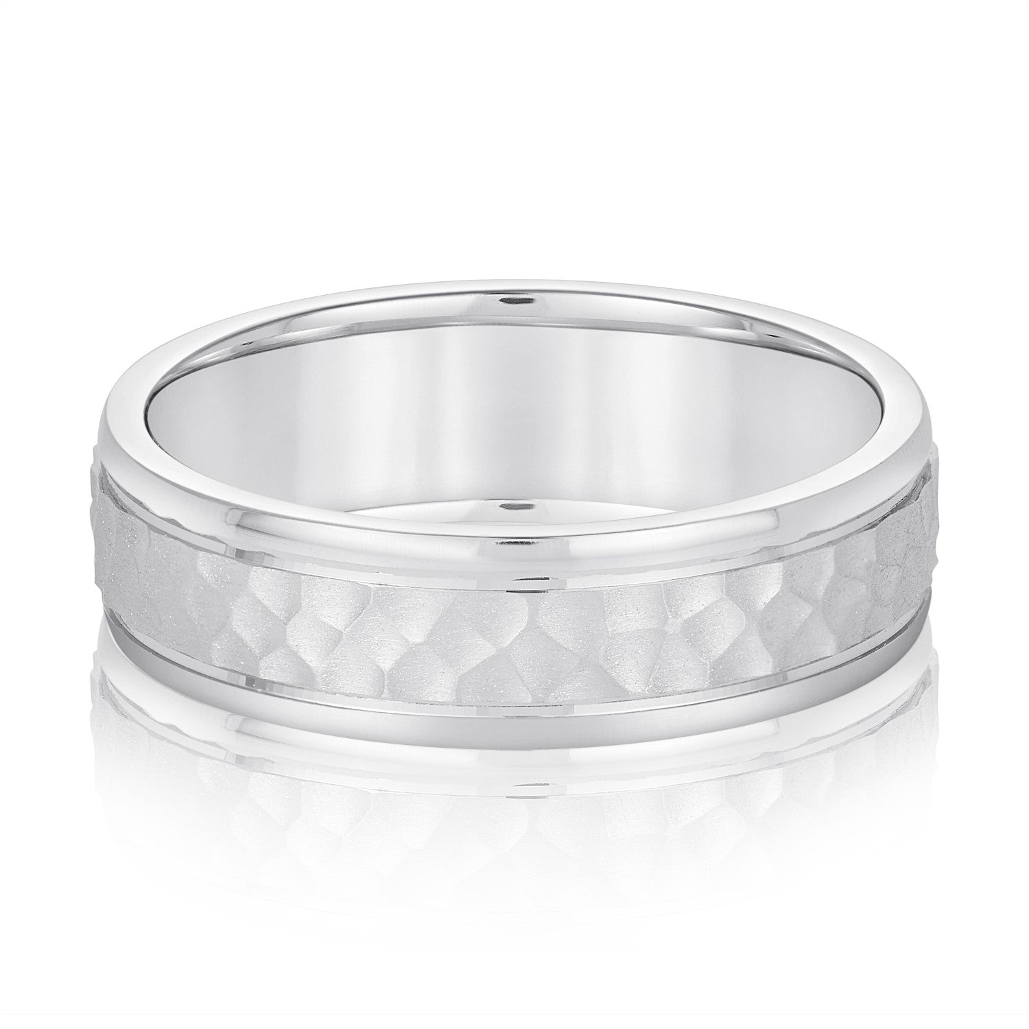 Men's Hammered Outside Groove Wedding Band-VIRABYANI