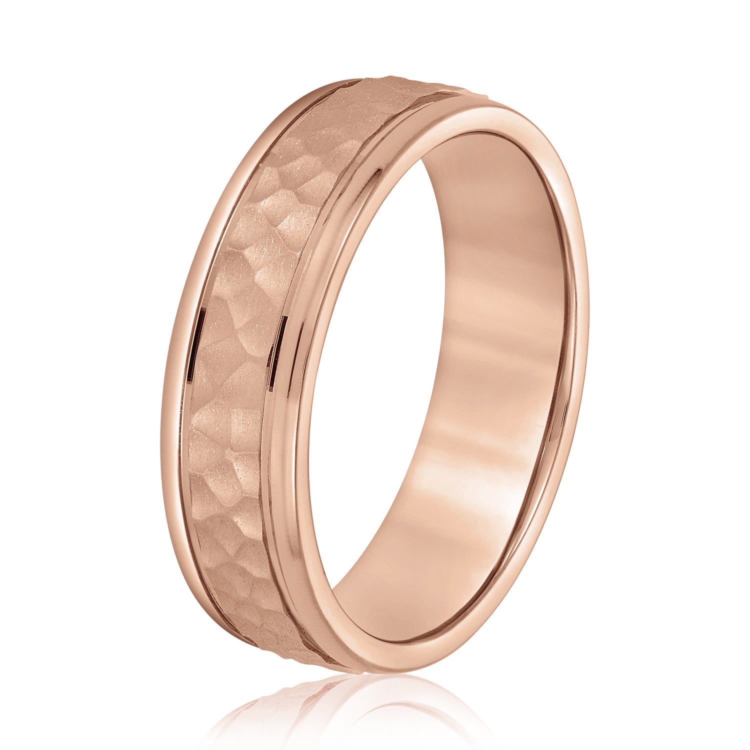 Men's Hammered Outside Groove Wedding Band-VIRABYANI
