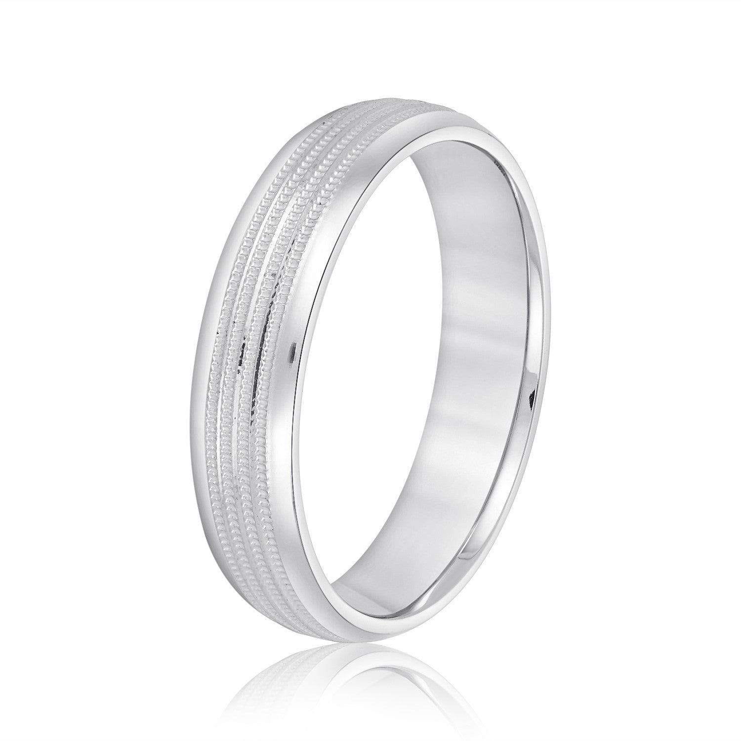Men's Multi Milgrain Rows Inlay Wedding Band-VIRABYANI