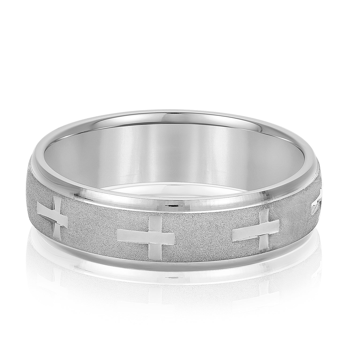 Men's Cross Pattern Wedding Band-VIRABYANI