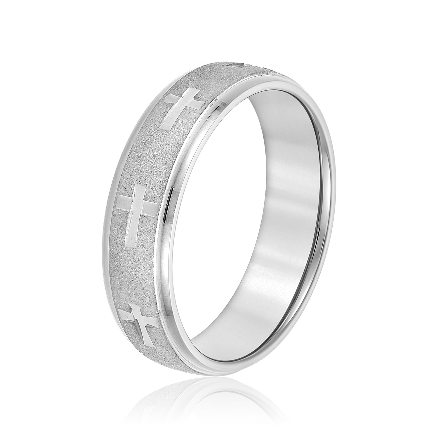 Men's Cross Pattern Wedding Band-VIRABYANI