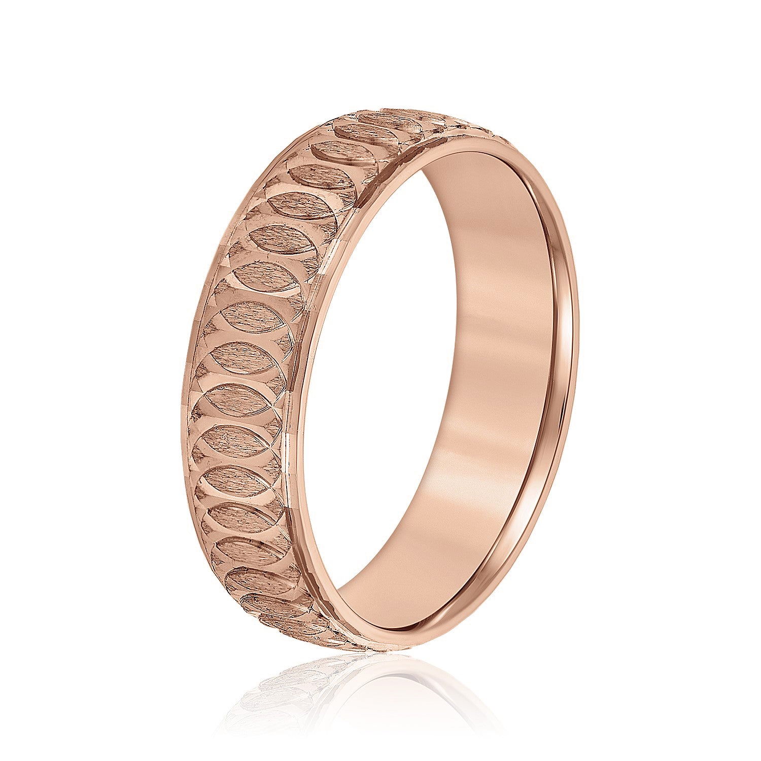 Men's Overlapping Circular Pattern Wedding Band-VIRABYANI