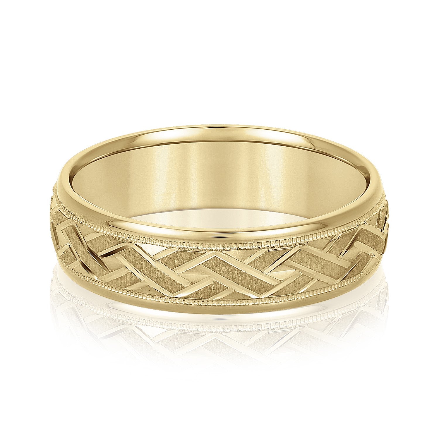 Men's Basket Weave Design Wedding Band-VIRABYANI
