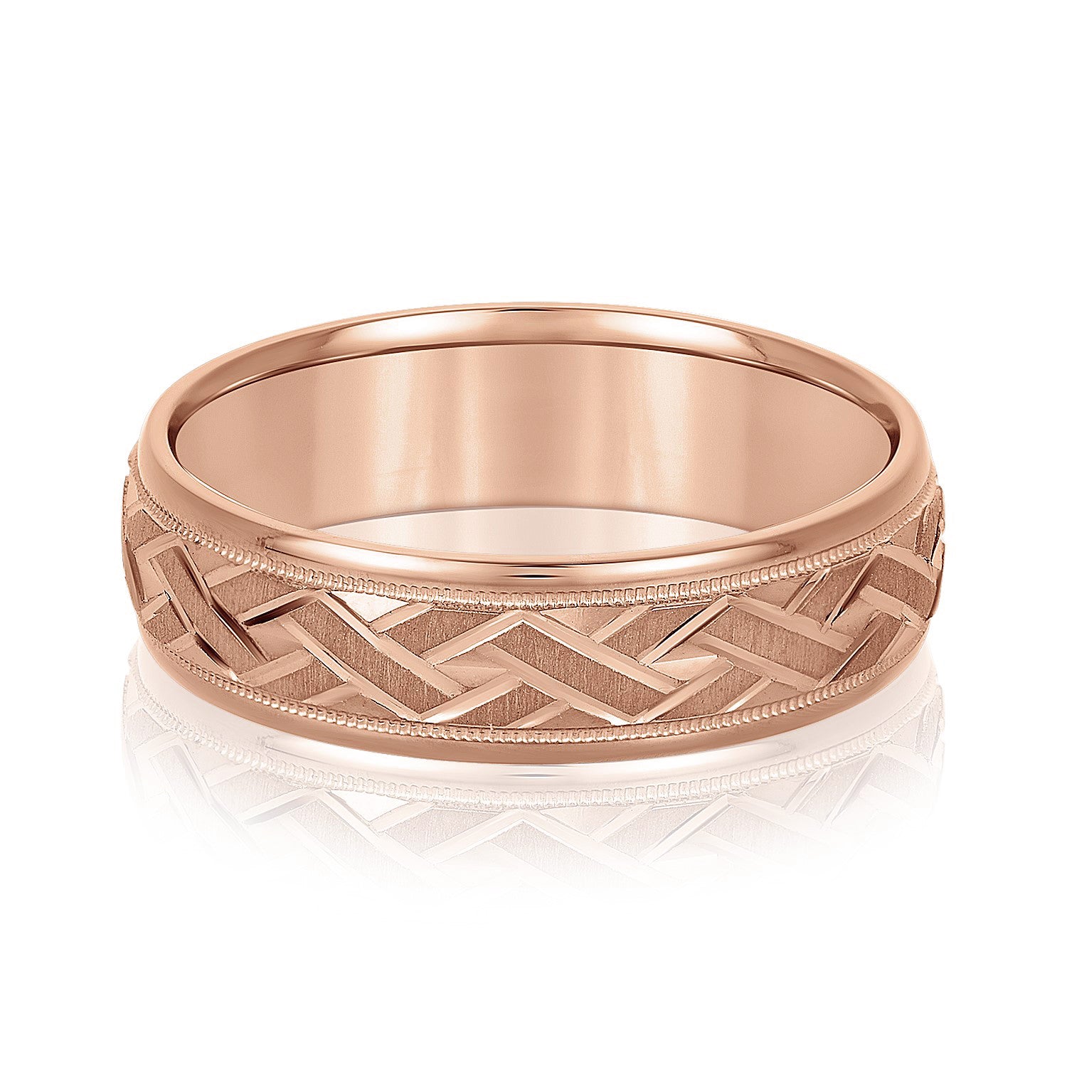 Men's Basket Weave Design Wedding Band-VIRABYANI