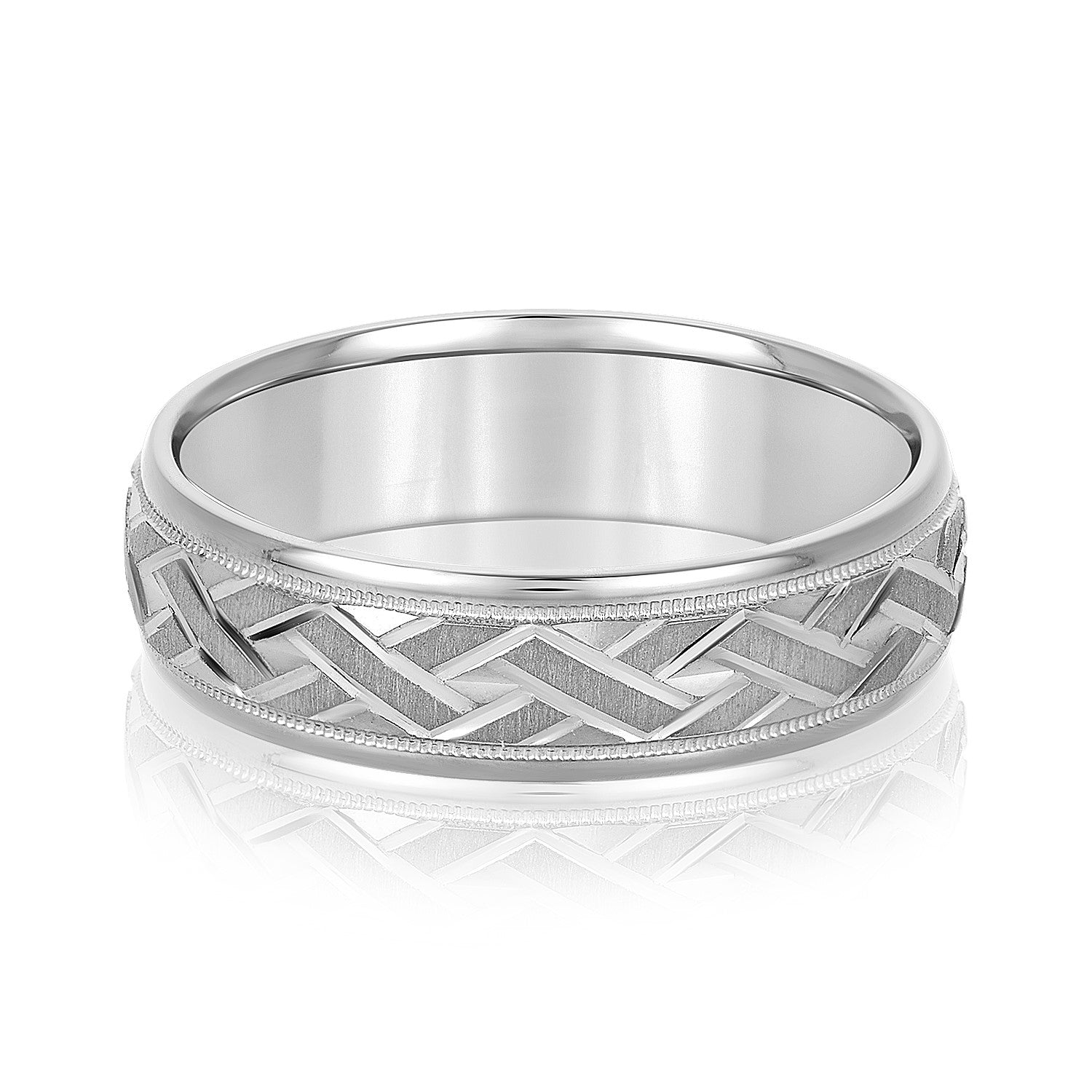 Men's Basket Weave Design Wedding Band-VIRABYANI