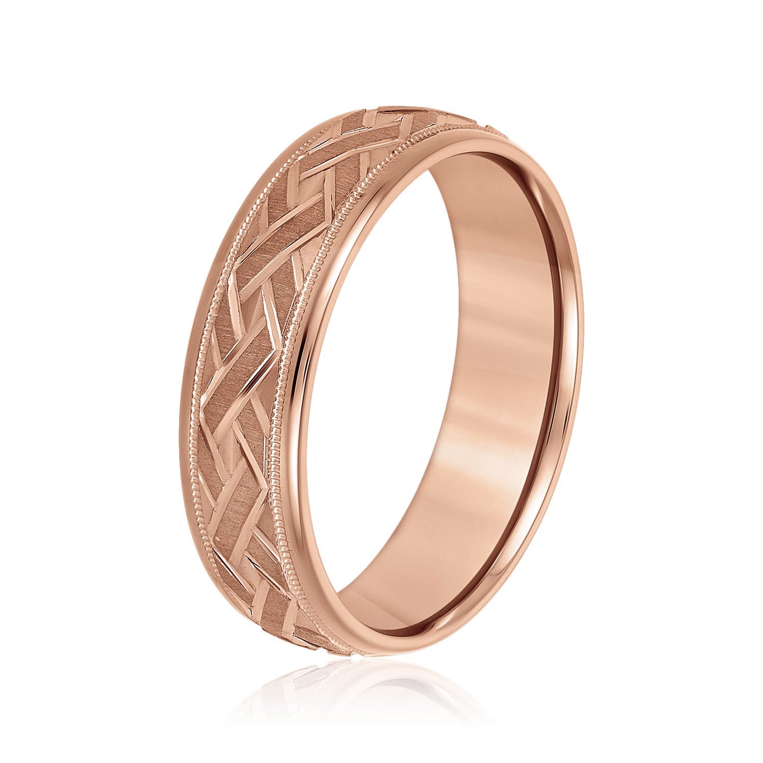 Men's Basket Weave Design Wedding Band-VIRABYANI