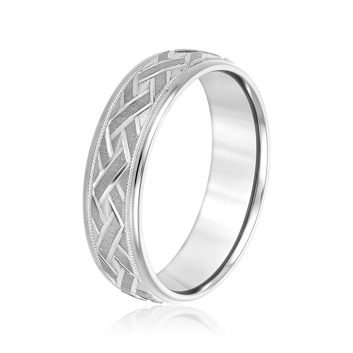 Men's Basket Weave Design Wedding Band-VIRABYANI