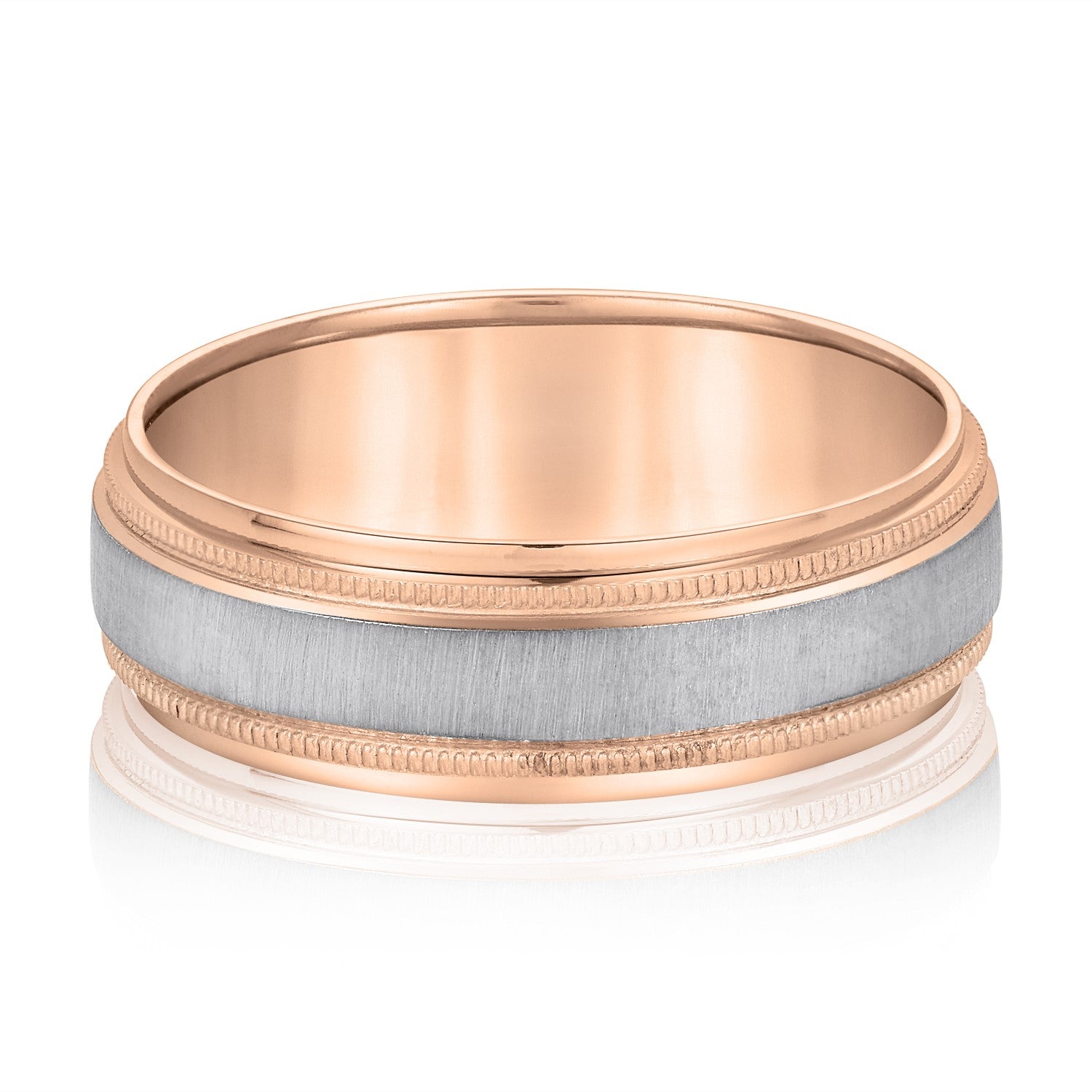 Milgrain Pattern Groove Men's Wedding Band-VIRABYANI