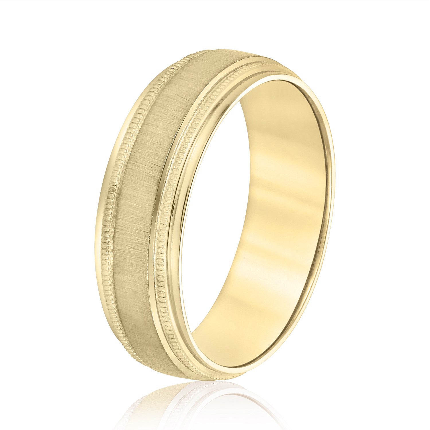 Milgrain Pattern Groove Men's Wedding Band-VIRABYANI