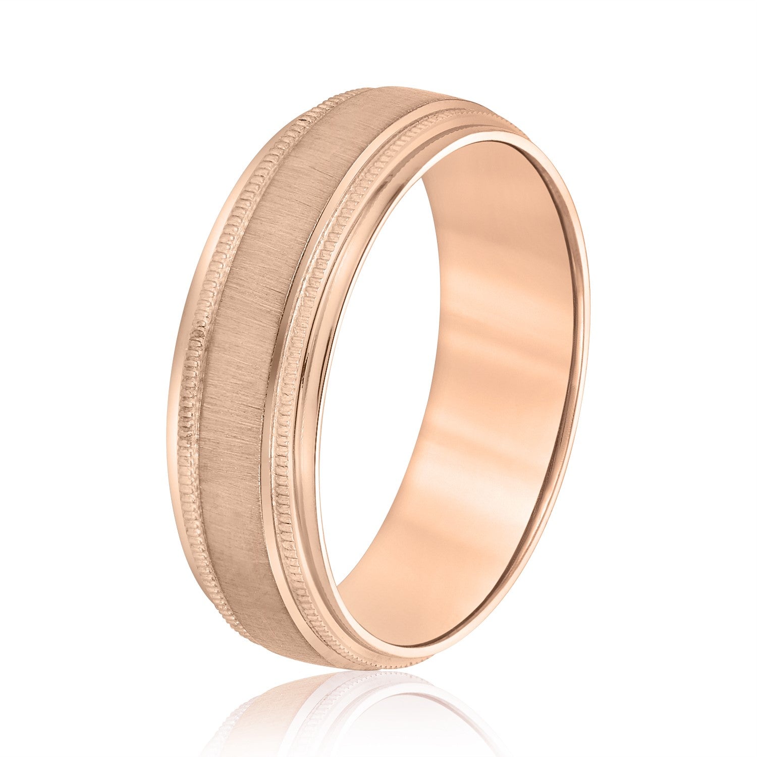 Milgrain Pattern Groove Men's Wedding Band-VIRABYANI