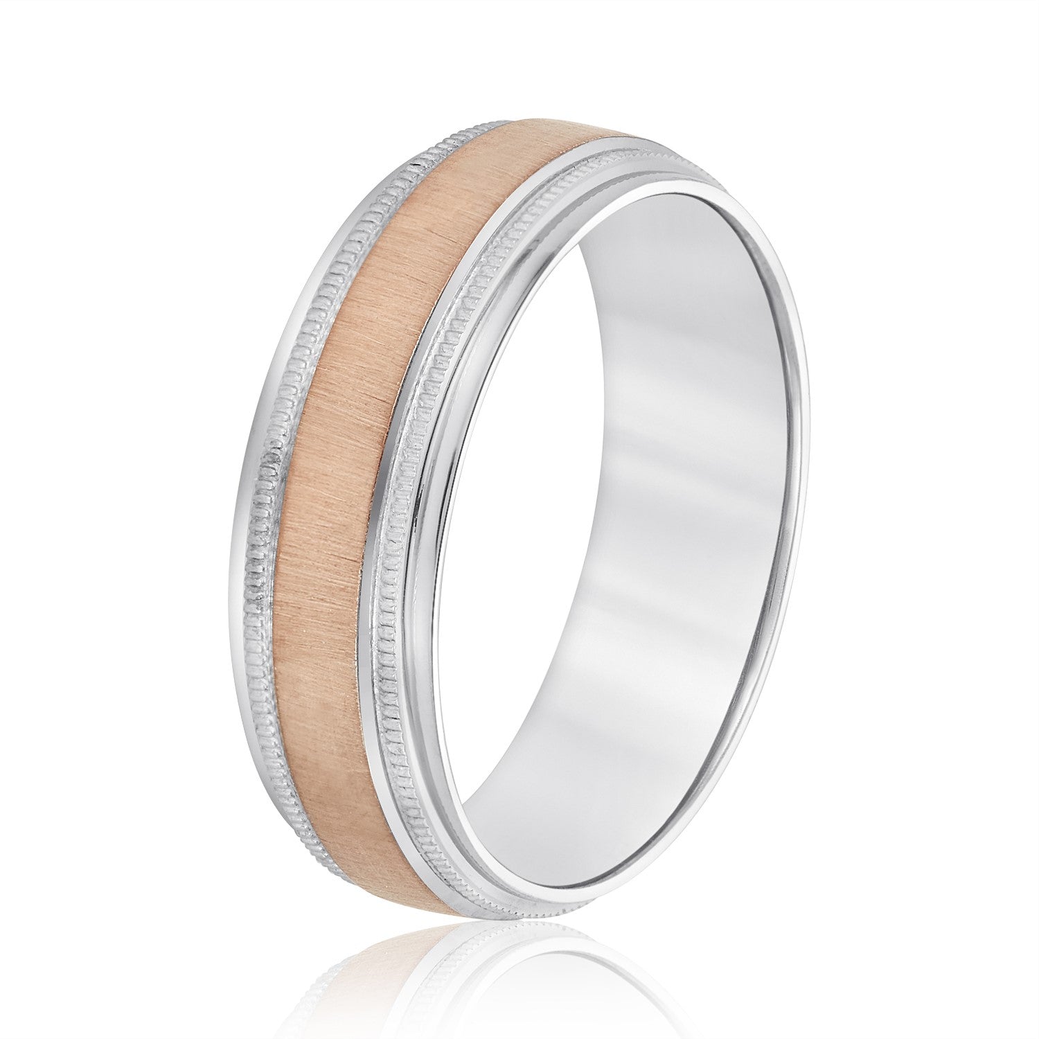 Milgrain Pattern Groove Men's Wedding Band-VIRABYANI