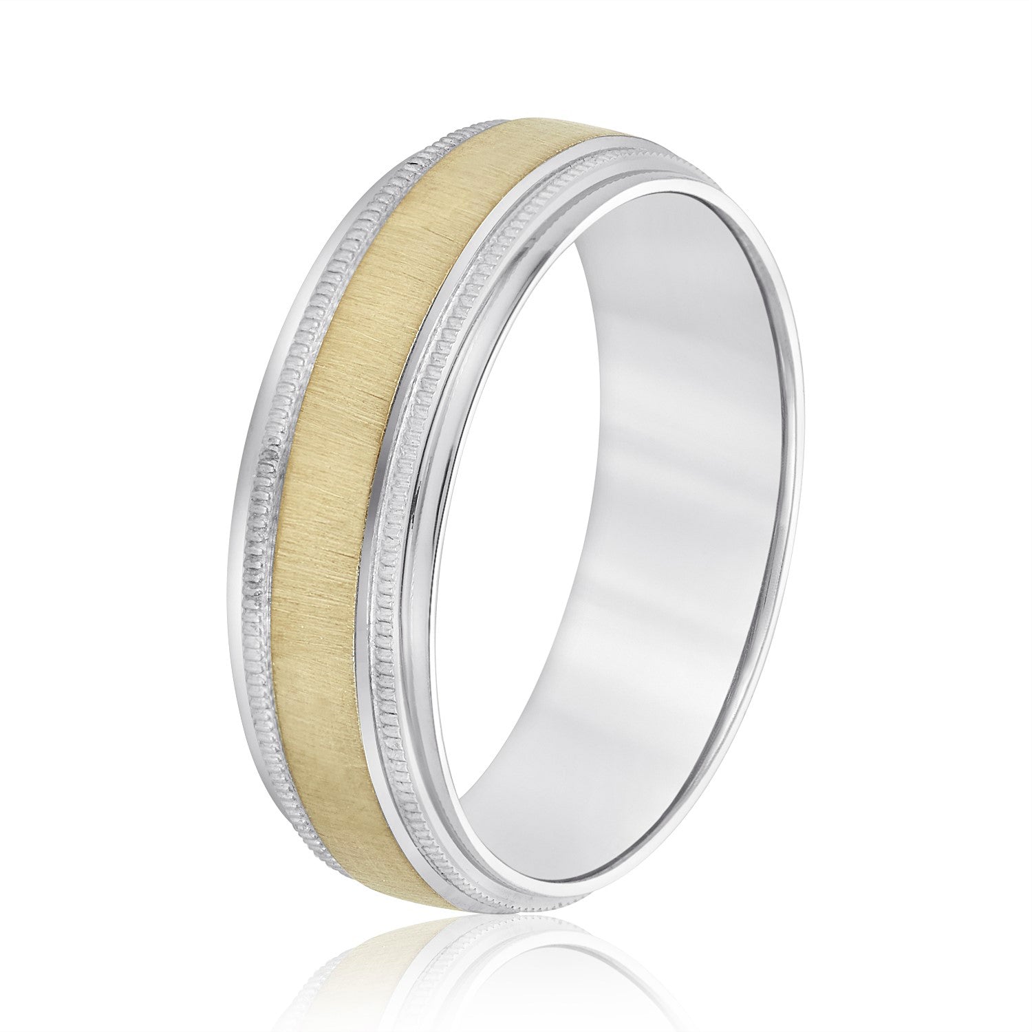 Milgrain Pattern Groove Men's Wedding Band-VIRABYANI