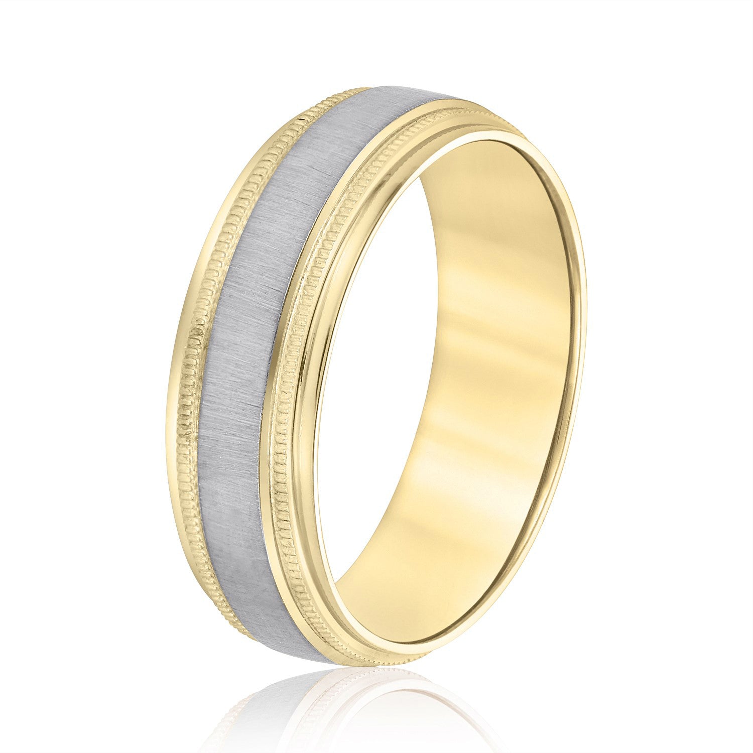 Milgrain Pattern Groove Men's Wedding Band-VIRABYANI